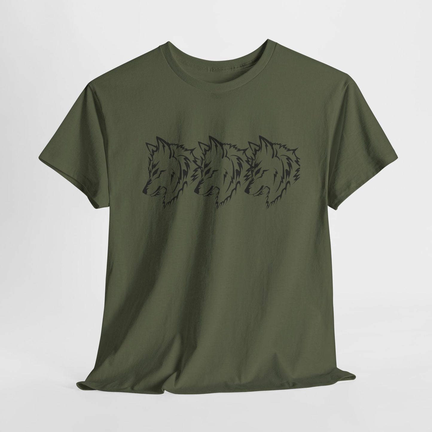 Unisex Heavy Cotton Tee - Minimalist Wolf Design for Nature Lovers
