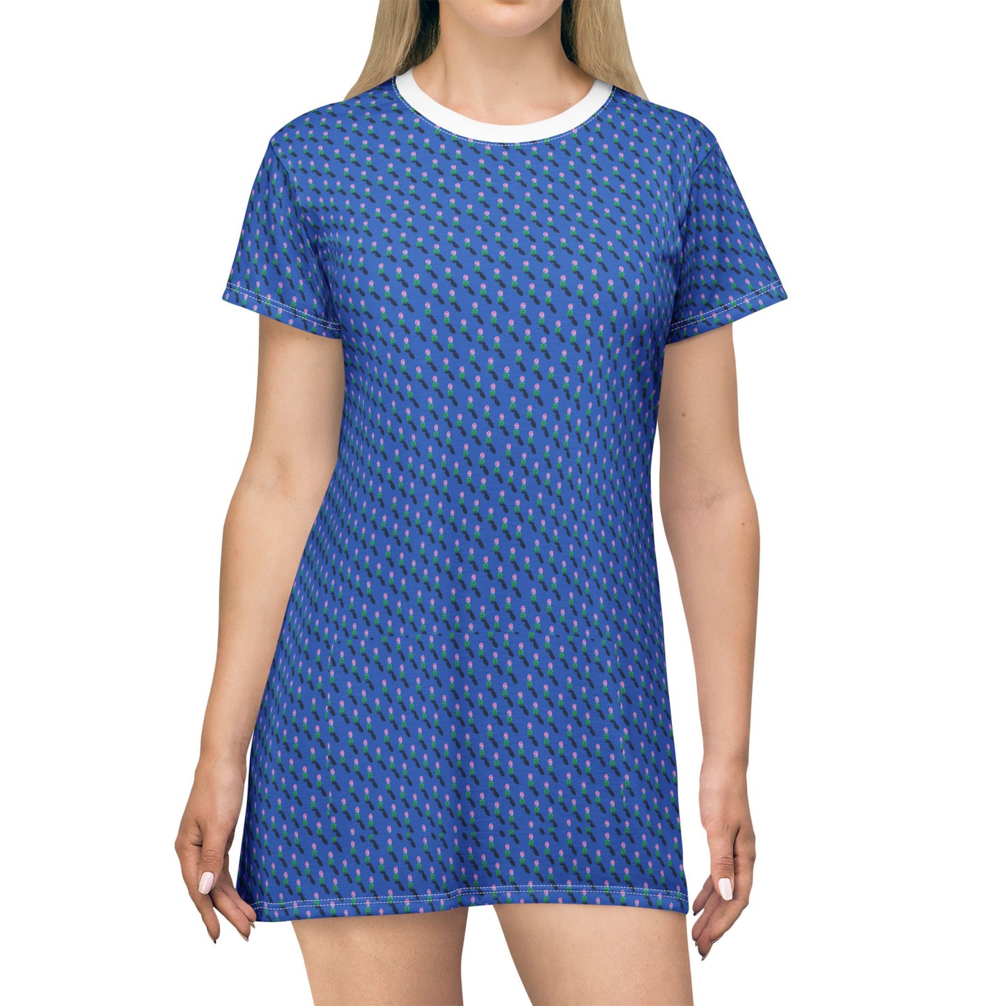 ‘Blue tiny flower pattern’ T-Shirt Dress (AOP)