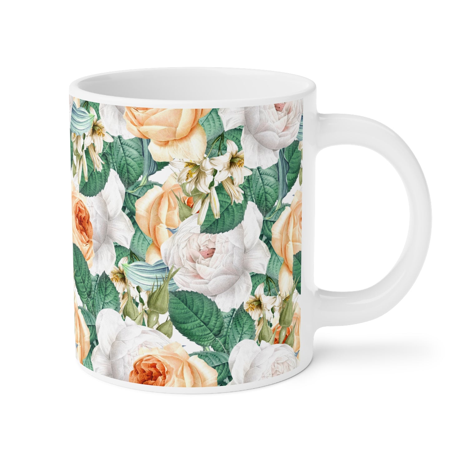 Floral Ceramic Mug(CDA) - Elegant Flower Design for Tea & Coffee Lovers