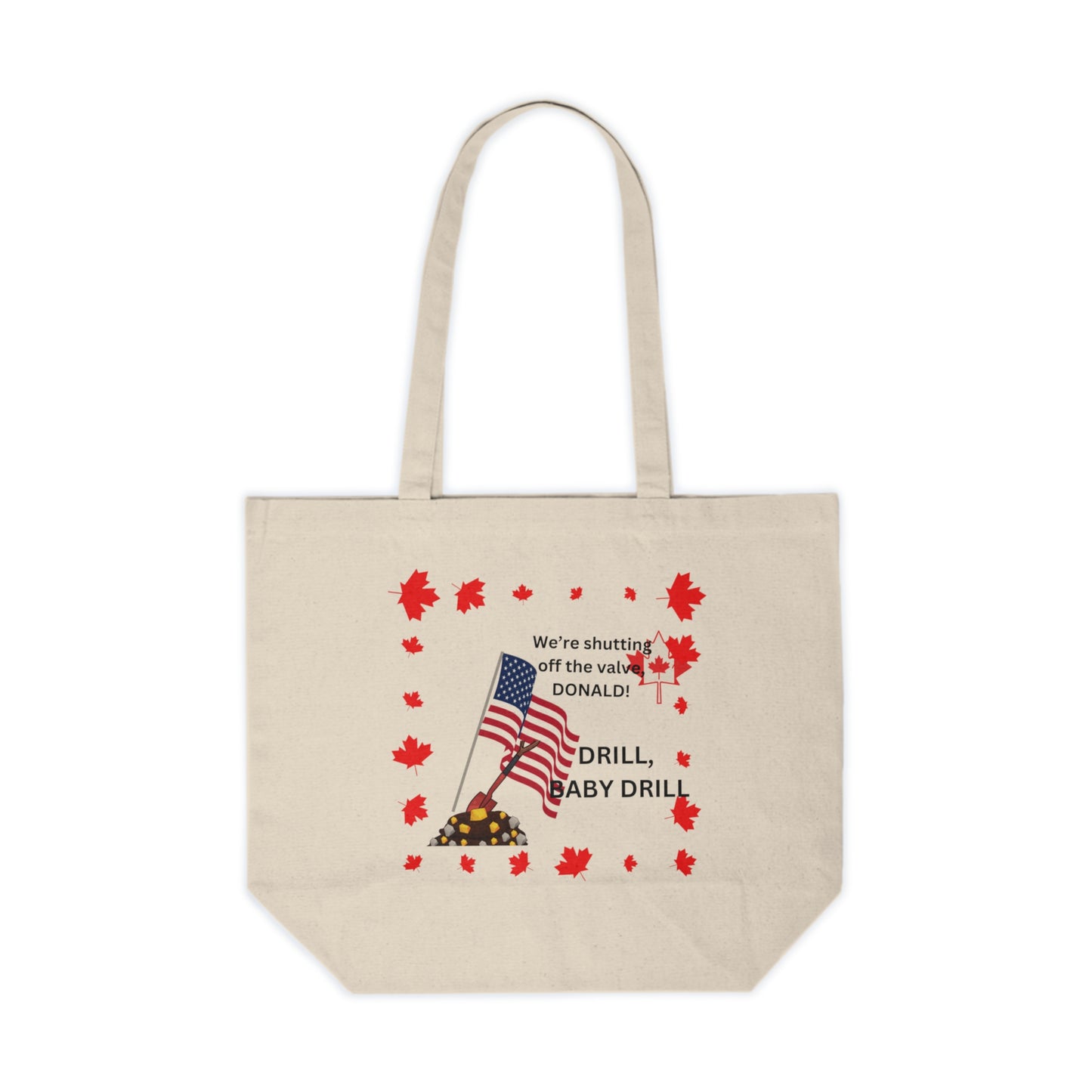 Patriotic Canvas Shopping Tote - 'Drill, Baby Drill!' Design