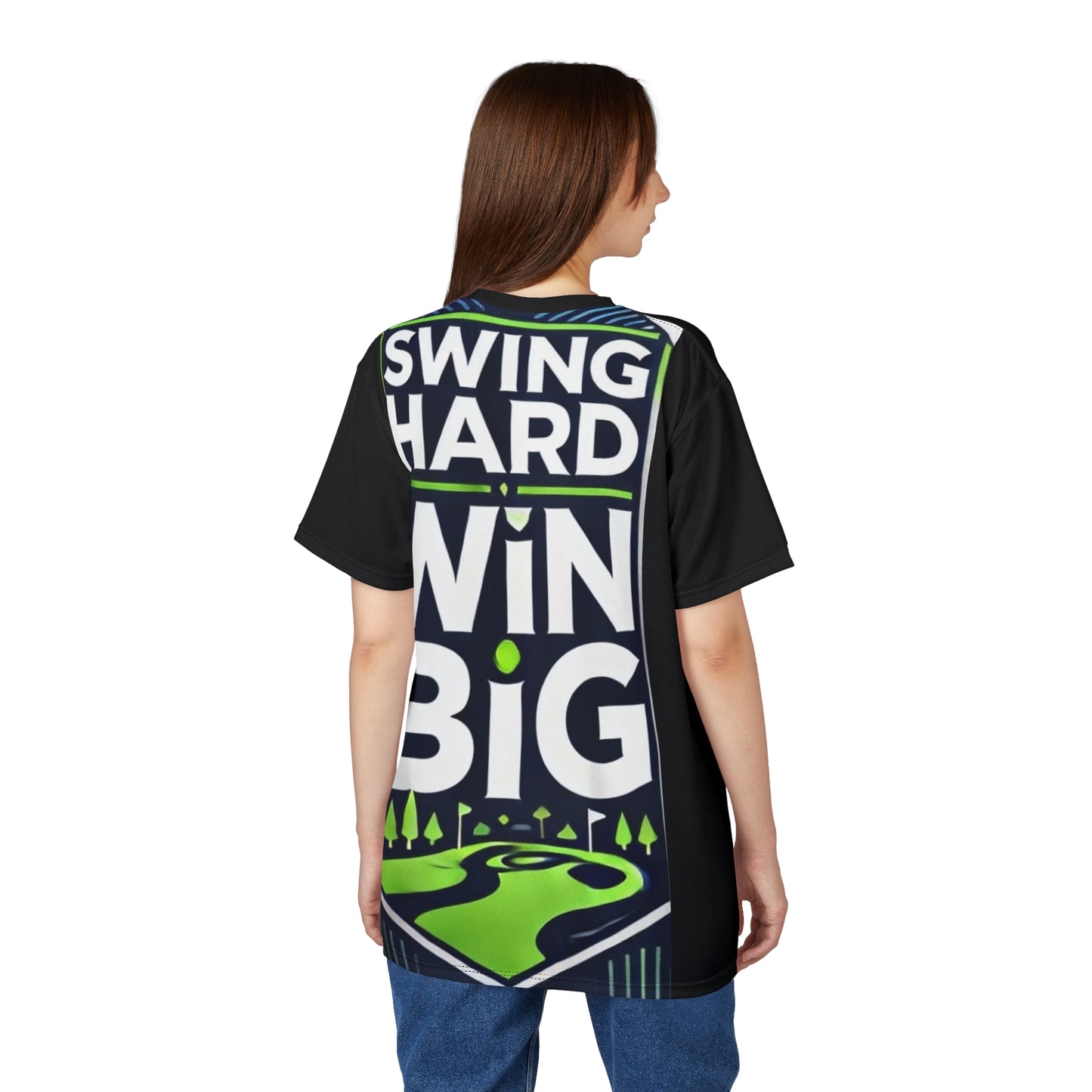 ‘Swing Hard’ Unisex Cut & Sew Tee (AOP)