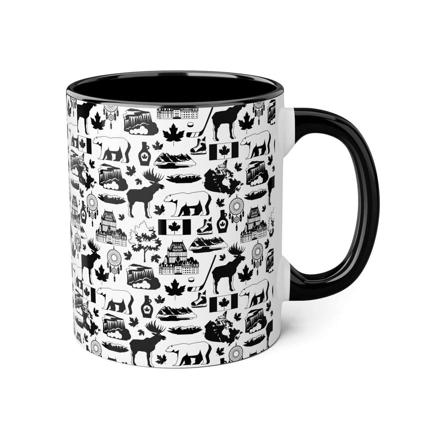 Canadian Wildlife Accent Mug - 11oz Black Handle - Perfect Gift for Nature Lovers