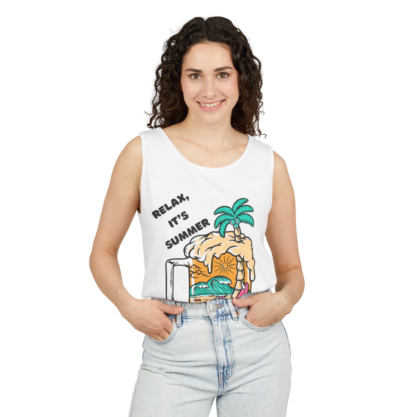 Summer Vibes Tank Top, Relax It's Summer Shirt, Beachwear, Vacation Apparel, Fun Unisex Top