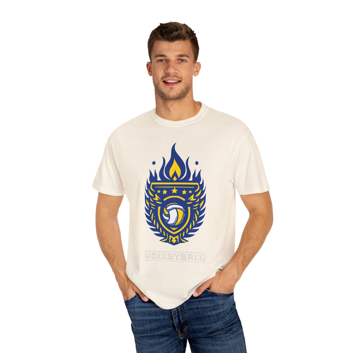 Vintage Volleyball Crest Unisex Garment-Dyed T-shirt