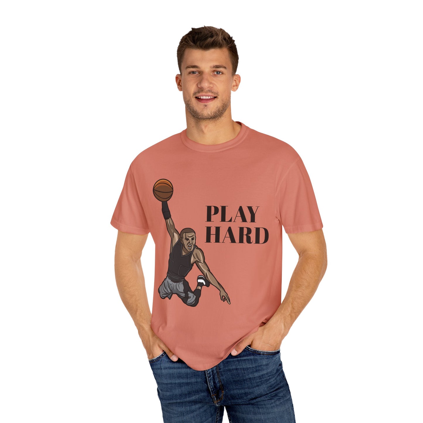 ‘PLAY HARD’ BASKETBALL Unisex Garment-Dyed T-shirt