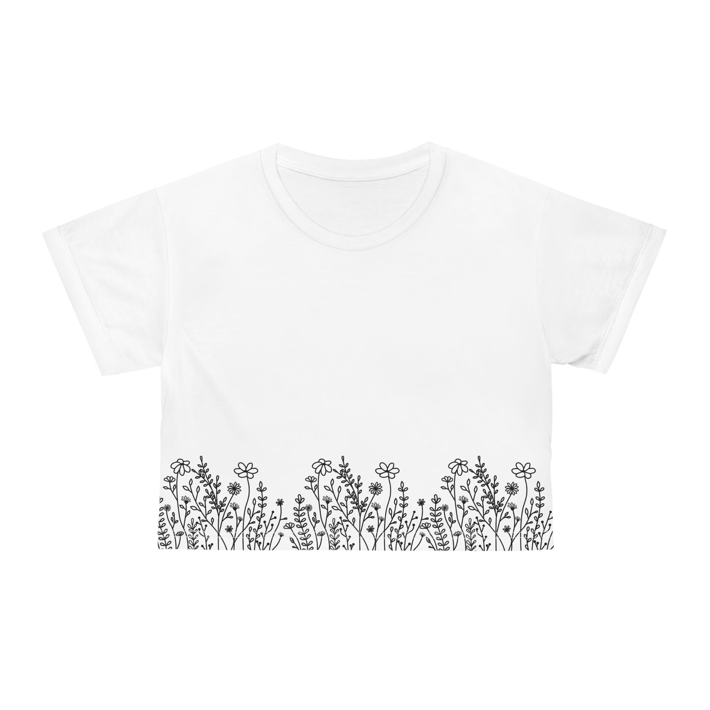 ‘B&W Wildflowers’ Crop Top (AOP)