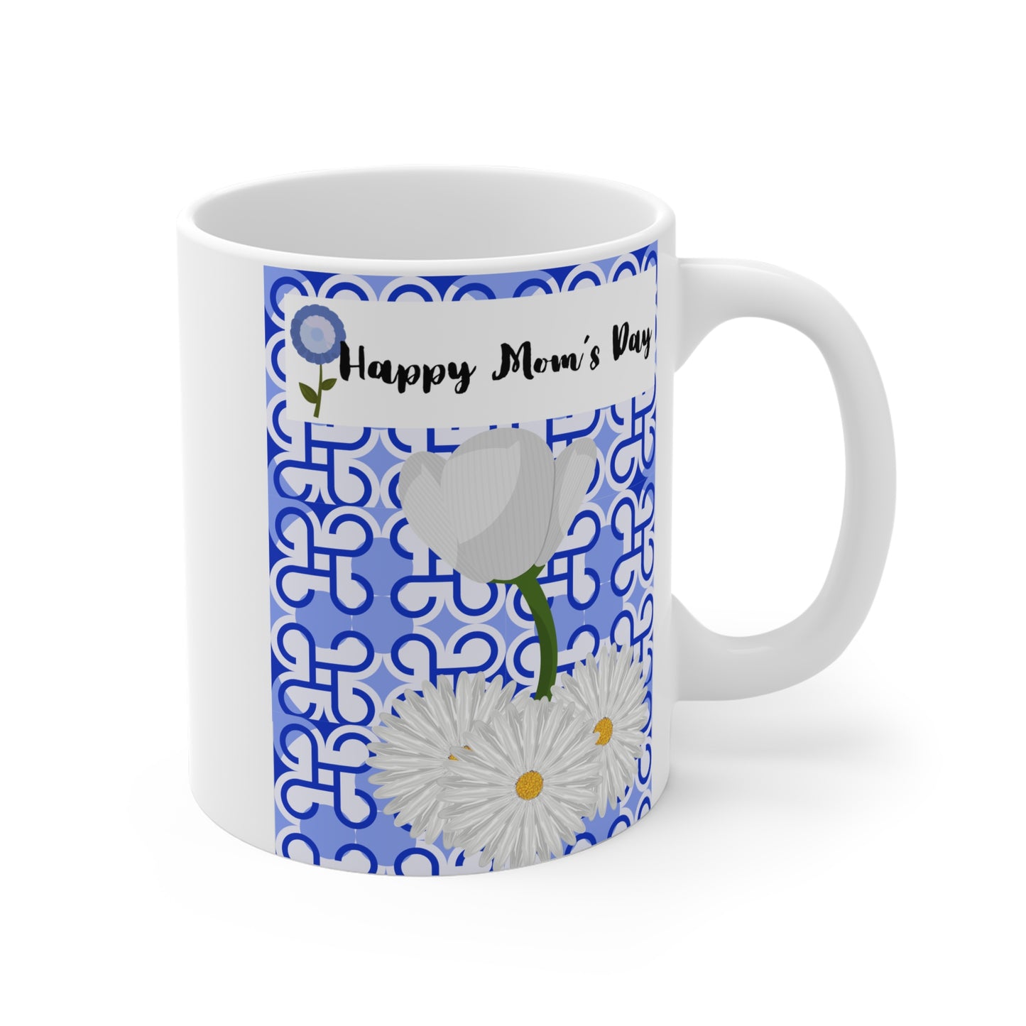 Happy Mom's Day Ceramic Mug - Elegant Floral Design, Ideal Gift for Mother's Day, 11oz/15oz/20oz