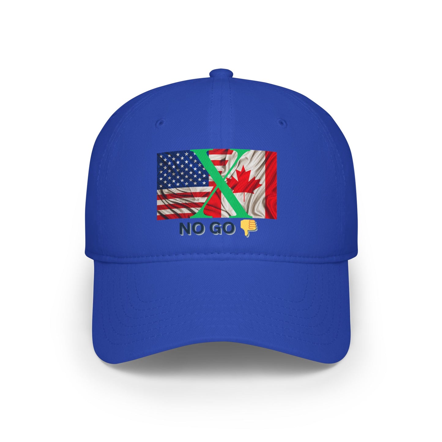 Custom 'No Go' Low Profile Baseball Cap with US and Canada Flags