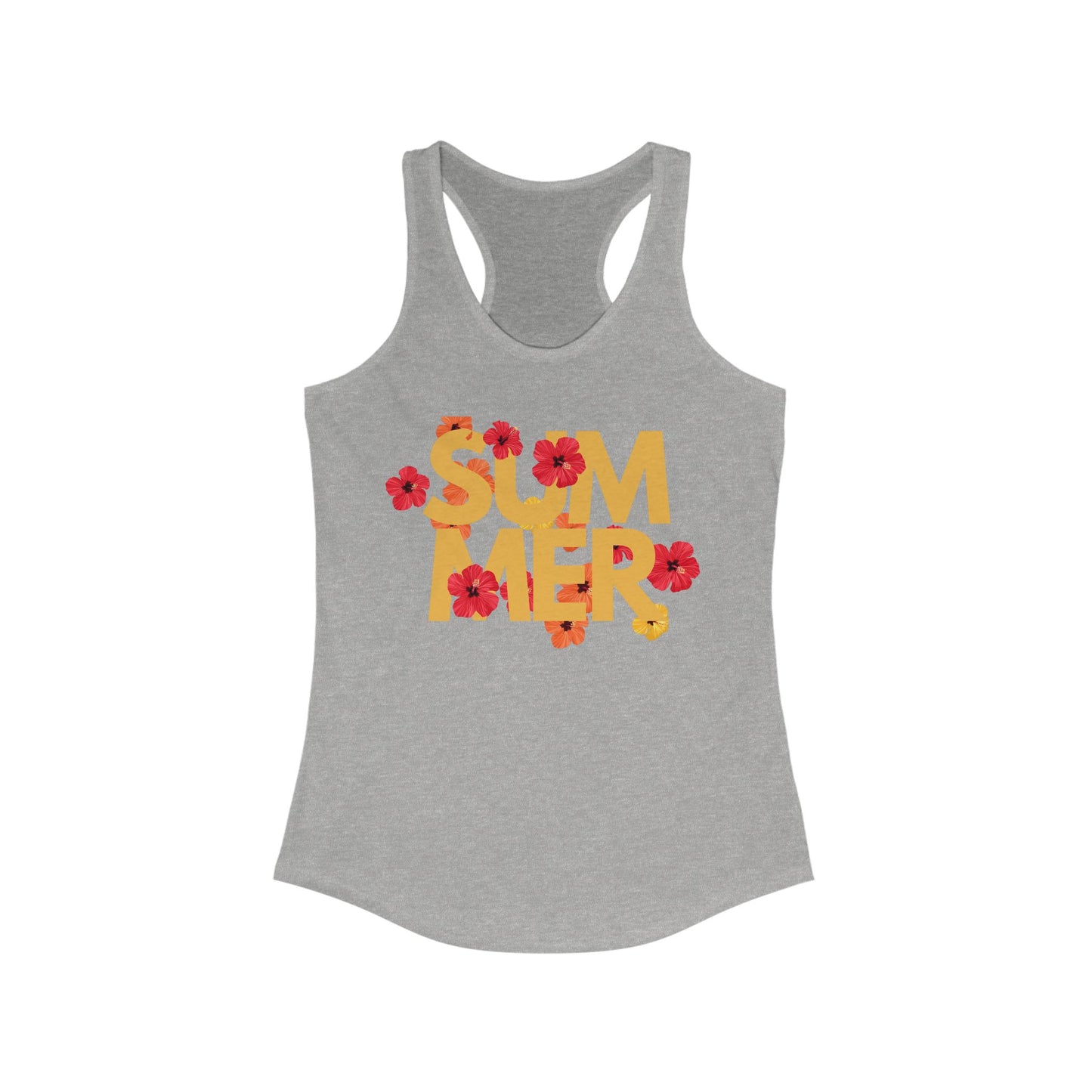Summer Floral Women's Racerback Tank, Beachwear Top, Casual Summer Shirt, Vacation Apparel, Floral Graphic Tee