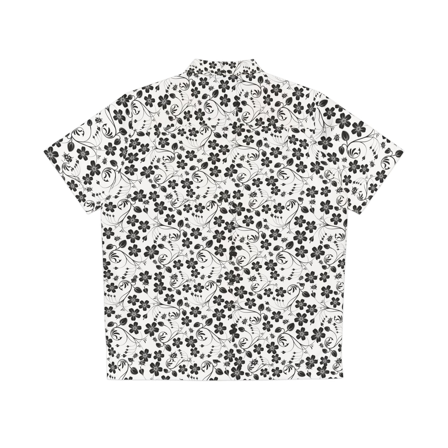 ‘Black & White Floral Pattern’ Men's Hawaiian Shirt (AOP)