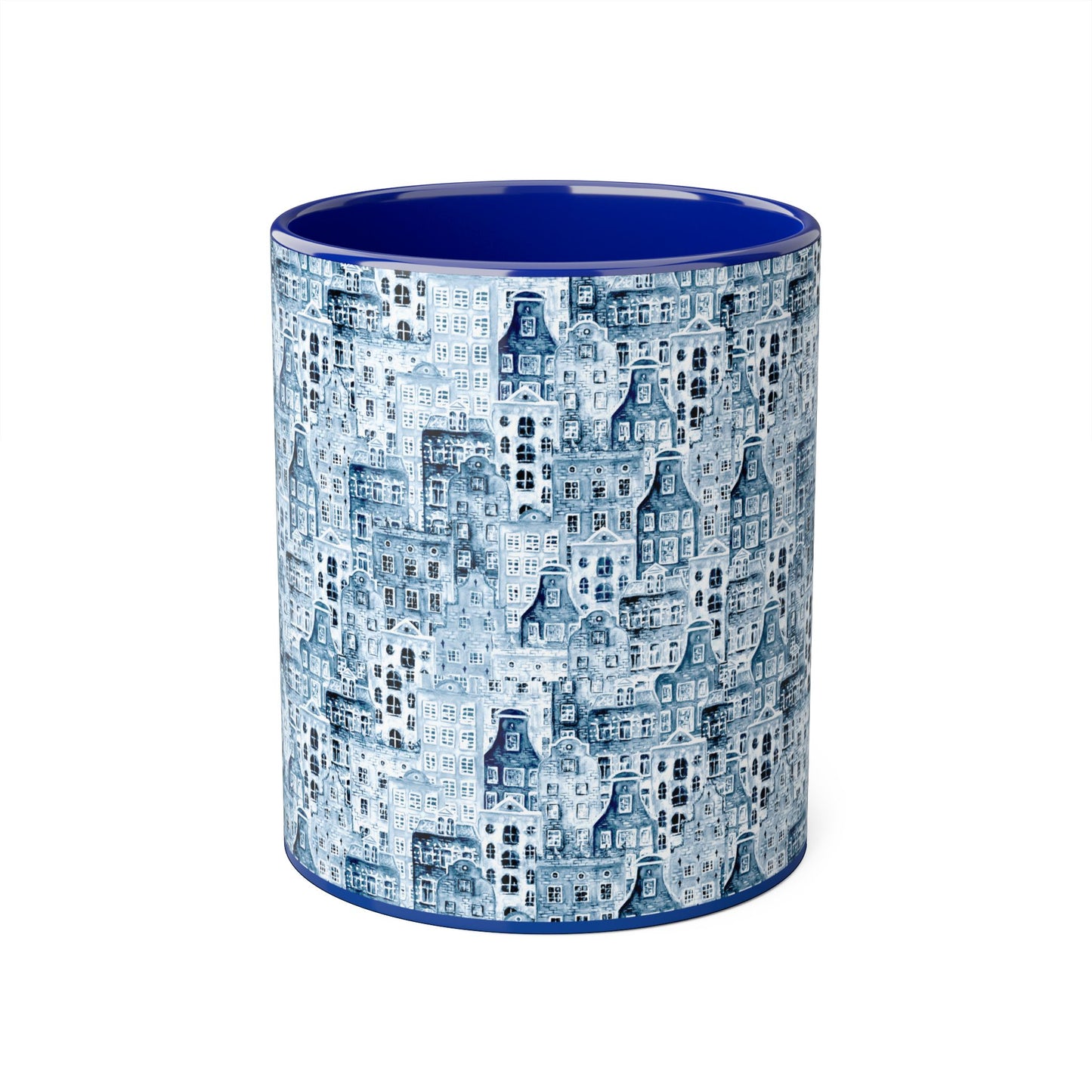 Charming Blue Buildings Accent Mug (CDA)- 11oz Coffee Cup for Home & Office