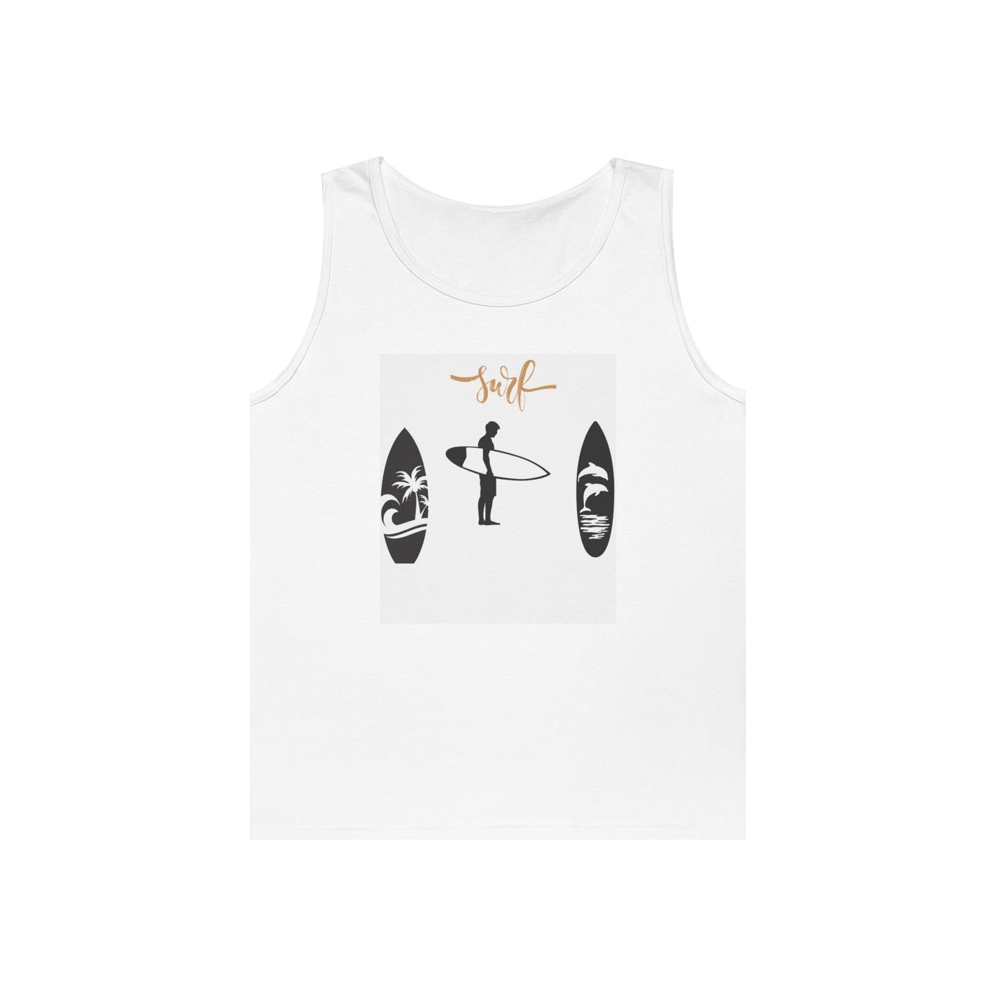 Surf-Inspired Unisex Heavy Cotton Tank Top, Perfect for Beach Days, Summer Vibes, Gift for Surfers, Casual Wear