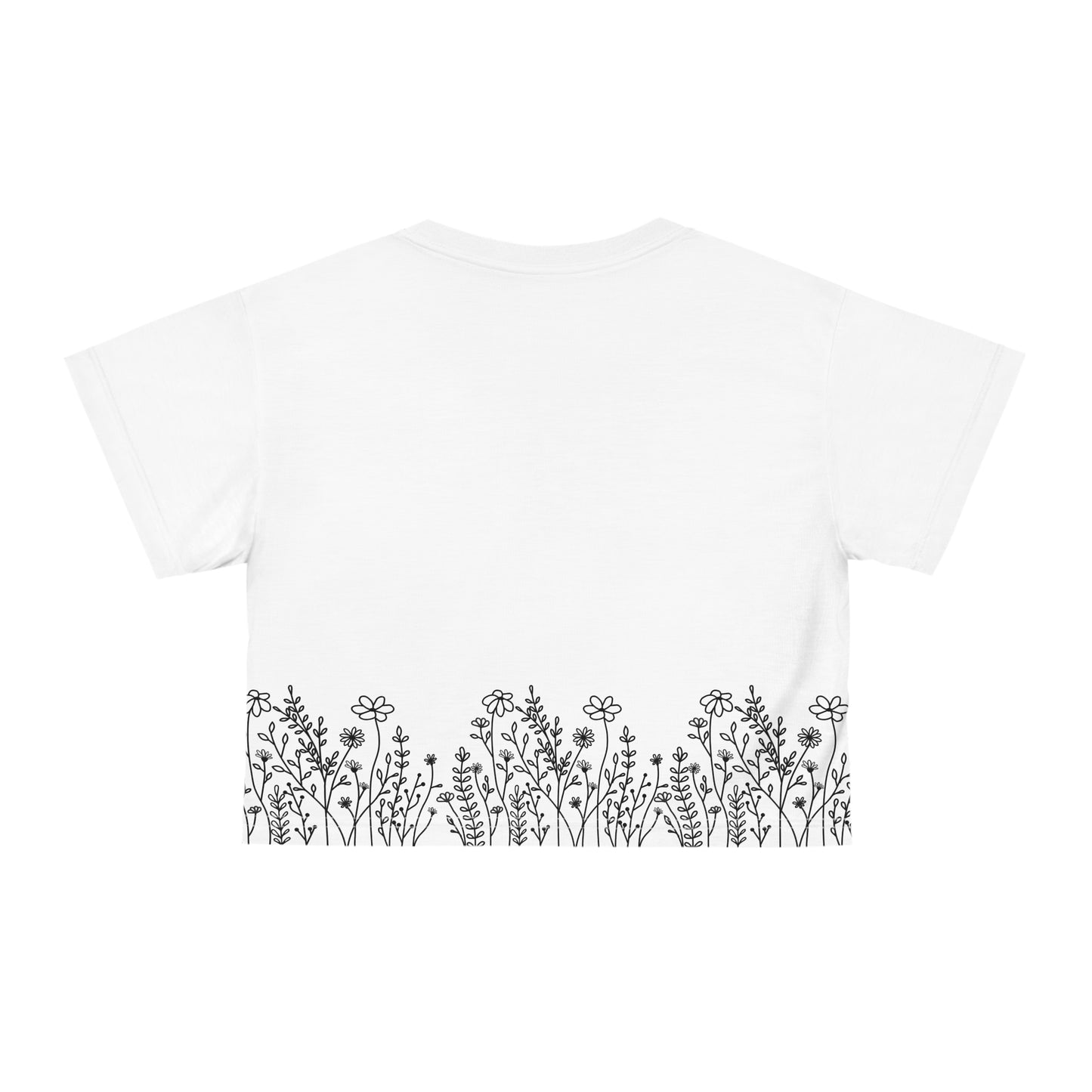 ‘B&W Wildflowers’ Crop Top (AOP) 100% Poly
