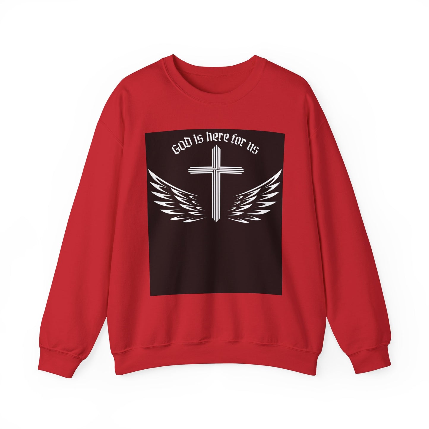 Unisex Heavy Blend Sweatshirt - "God is Here for Us" Inspirational Crewneck