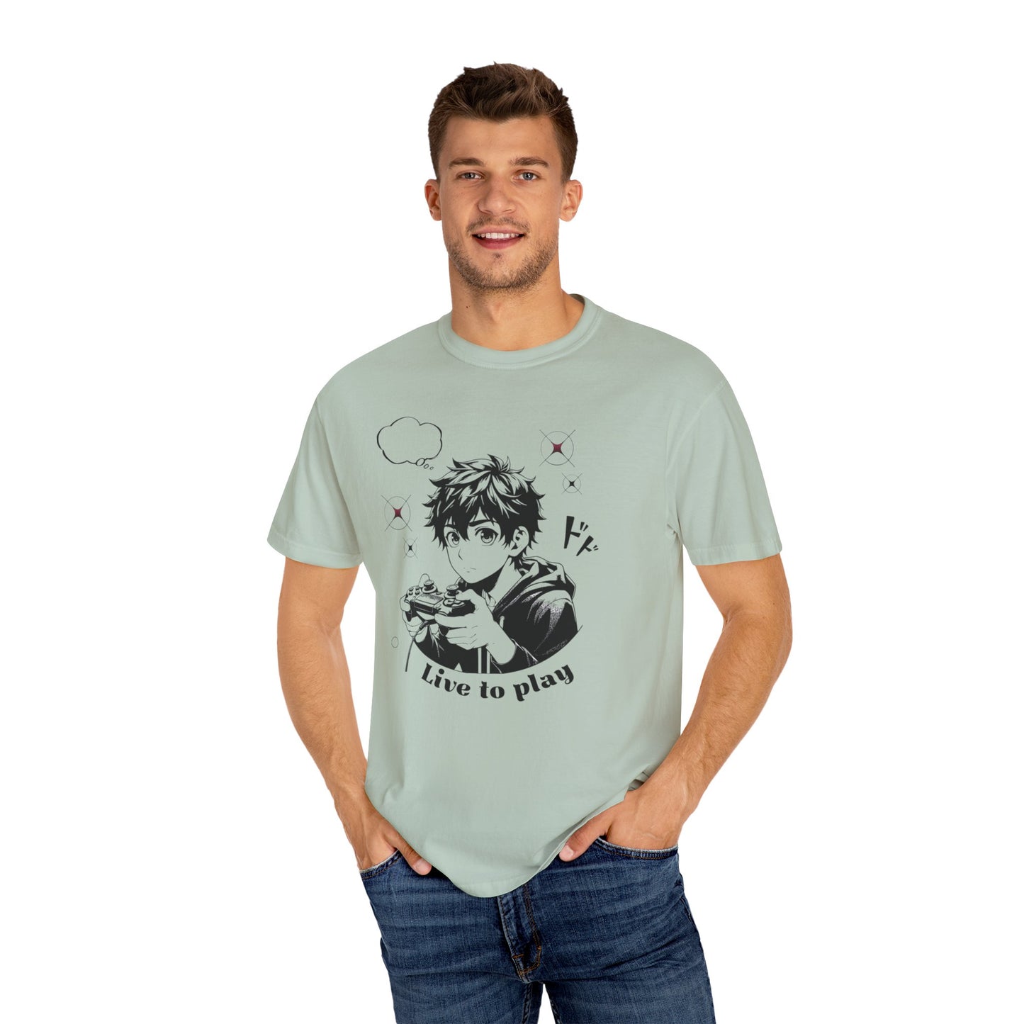 Anime 'Live to Play' Unisex Garment-Dyed T-Shirt