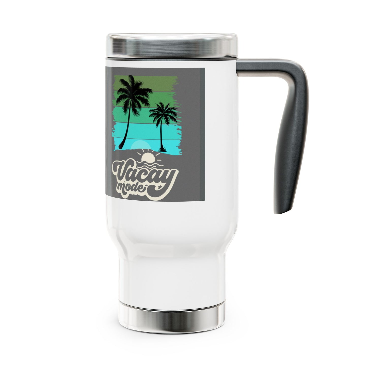 Vacation Mode Travel Mug, Stainless Steel Tumbler, 14oz Coffee Cup, Tropical Drinkware, Perfect for Travel and Summer