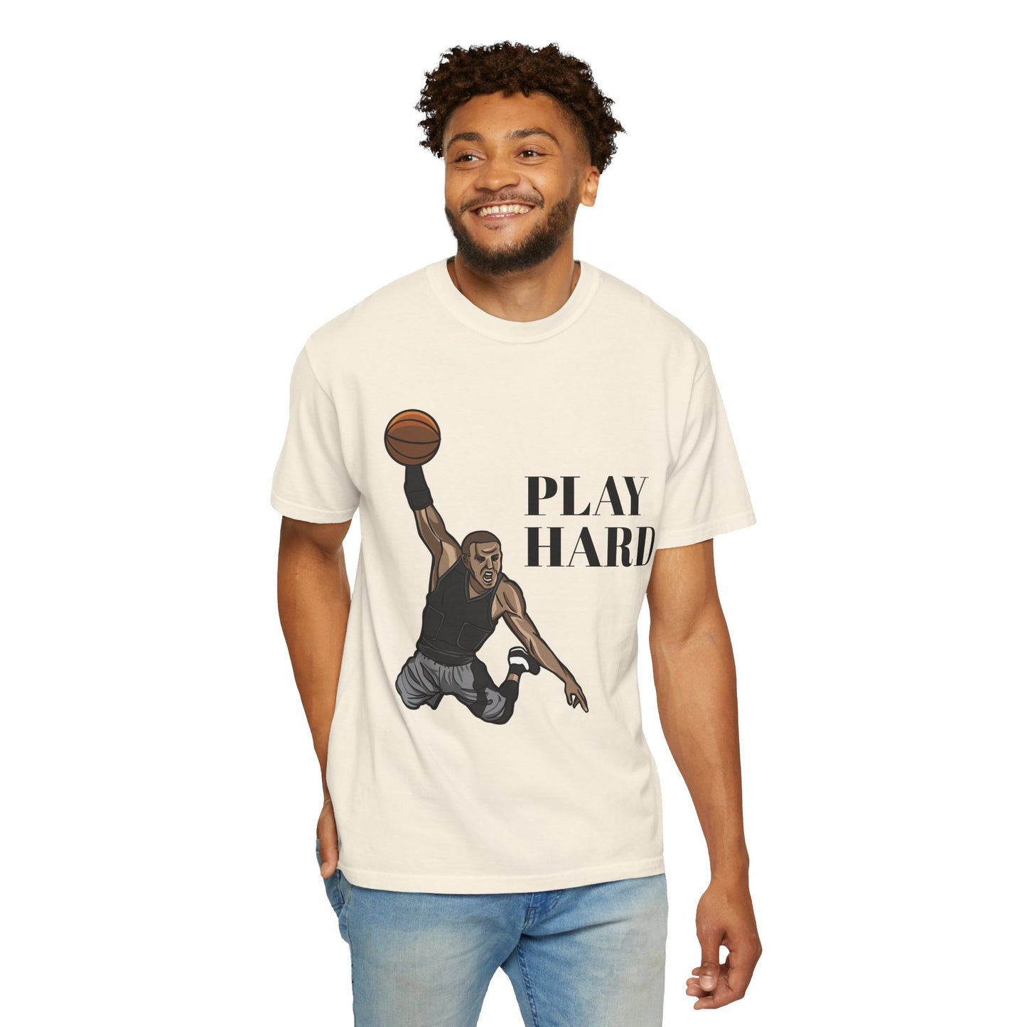 ‘PLAY HARD’ BASKETBALL Unisex Garment-Dyed T-shirt