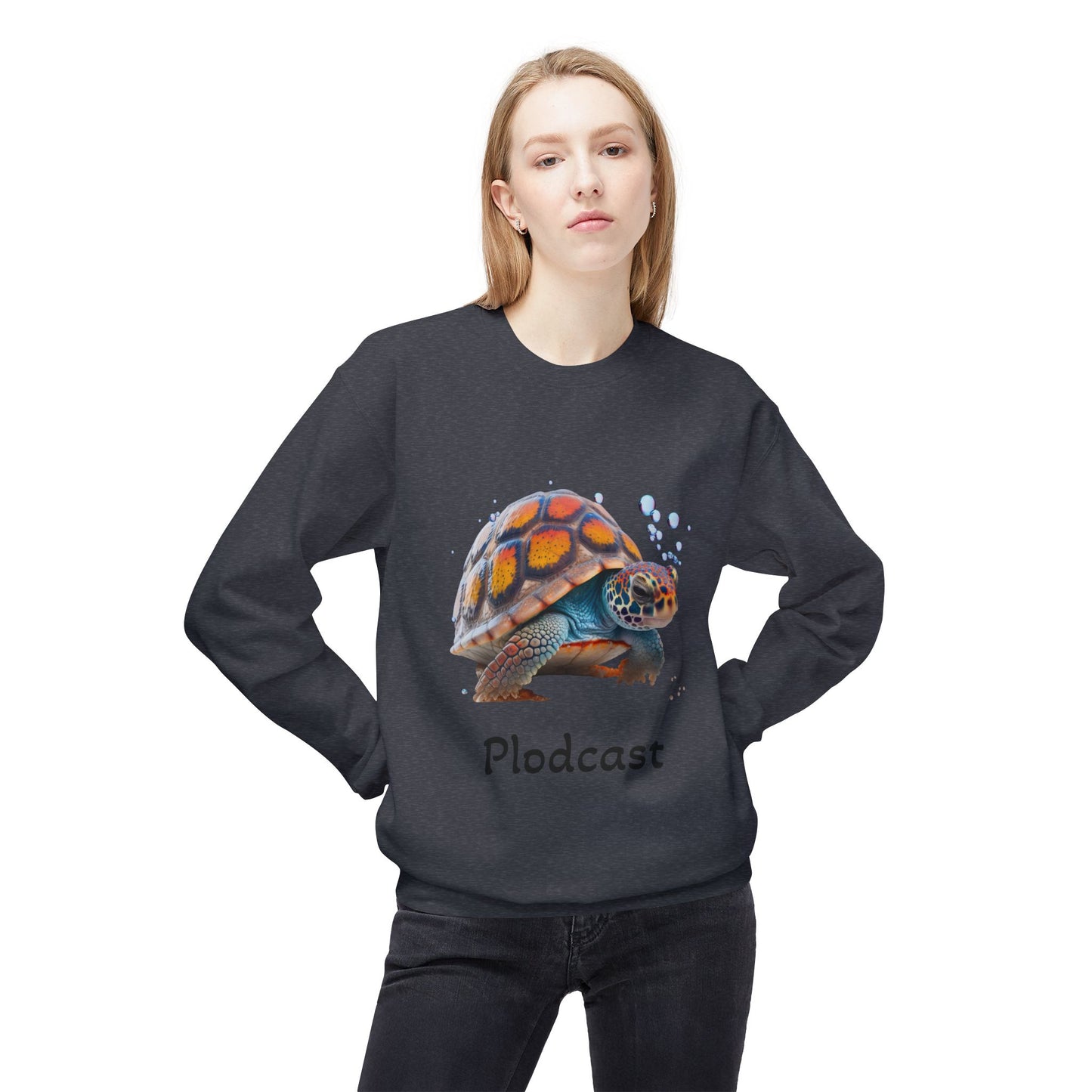‘Plodcast’ Turtle Unisex Midweight Softstyle Fleece Crewneck Sweatshirt