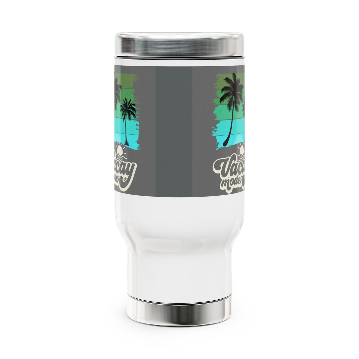 Vacation Mode Travel Mug, Stainless Steel Tumbler, 14oz Coffee Cup, Tropical Drinkware, Perfect for Travel and Summer
