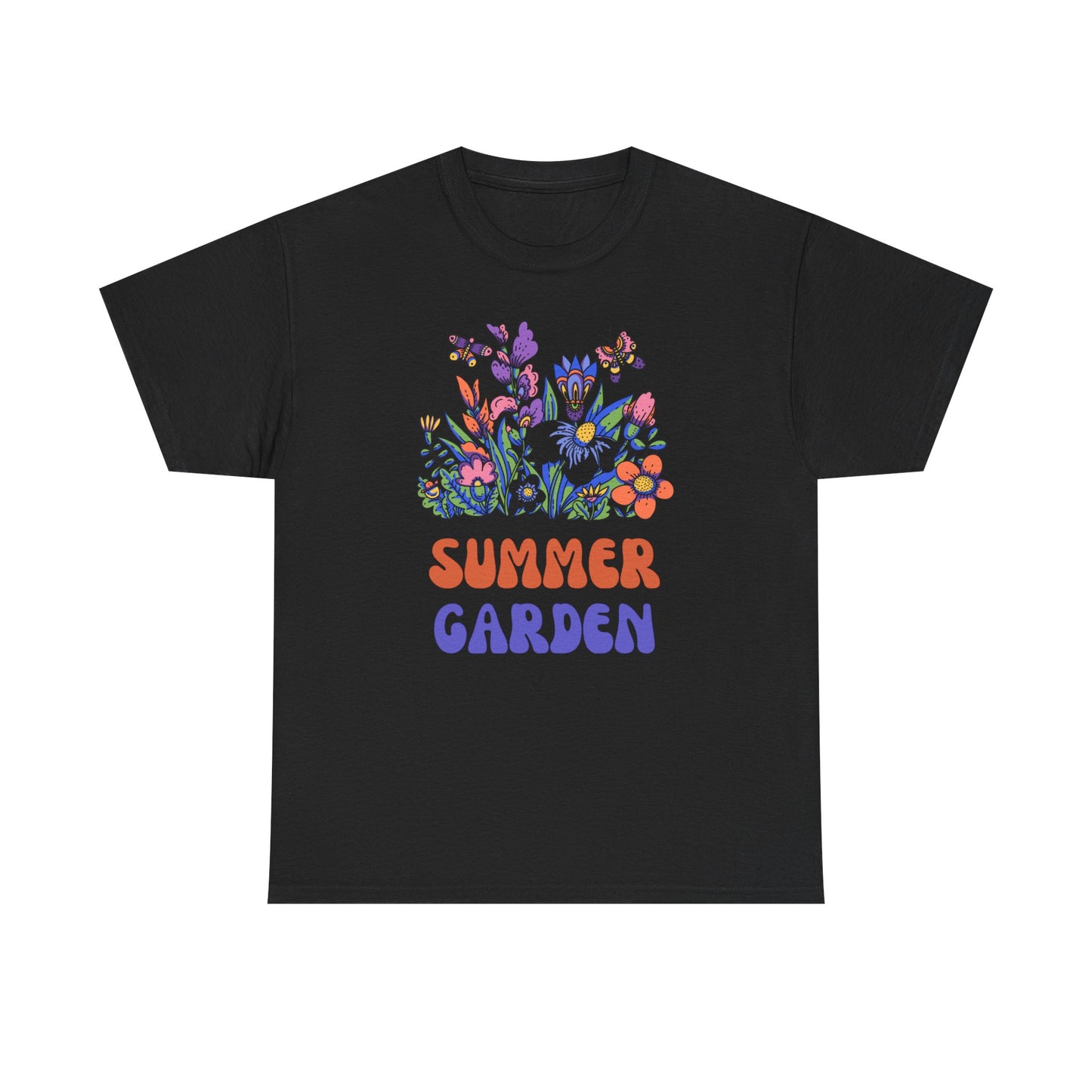 Vibrant Summer Garden Tee | Unisex Heavy Cotton T-Shirt, Floral Graphic Tee, Nature Lover Gift, Summer Fashion, Outdoor Vibes
