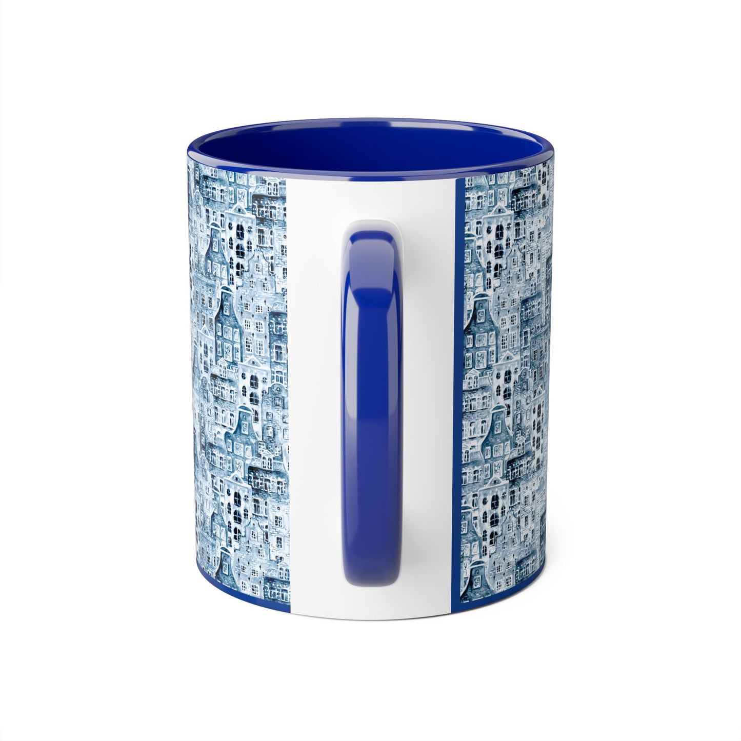 Charming Blue Buildings Accent Mug (CDA)- 11oz Coffee Cup for Home & Office