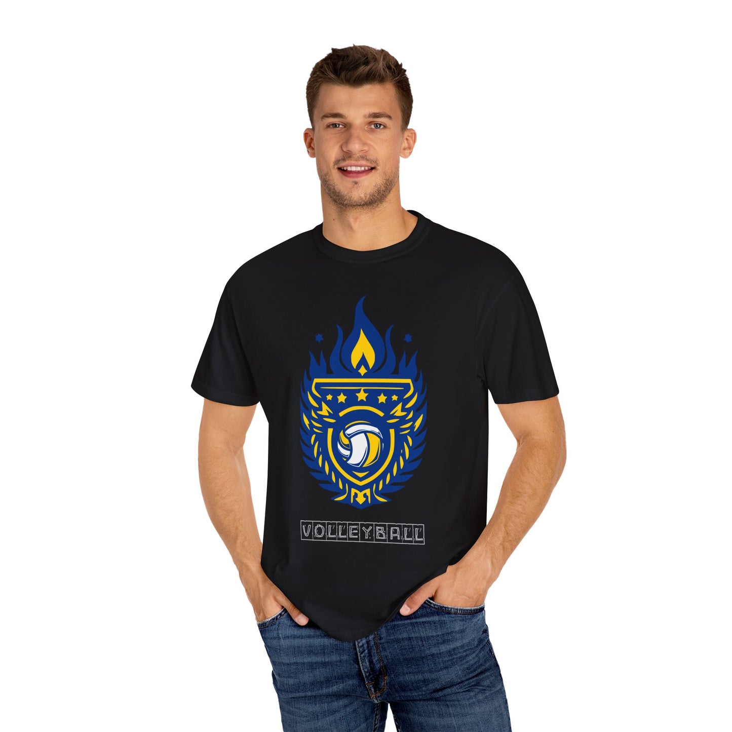 Vintage Volleyball Crest Unisex Garment-Dyed T-shirt