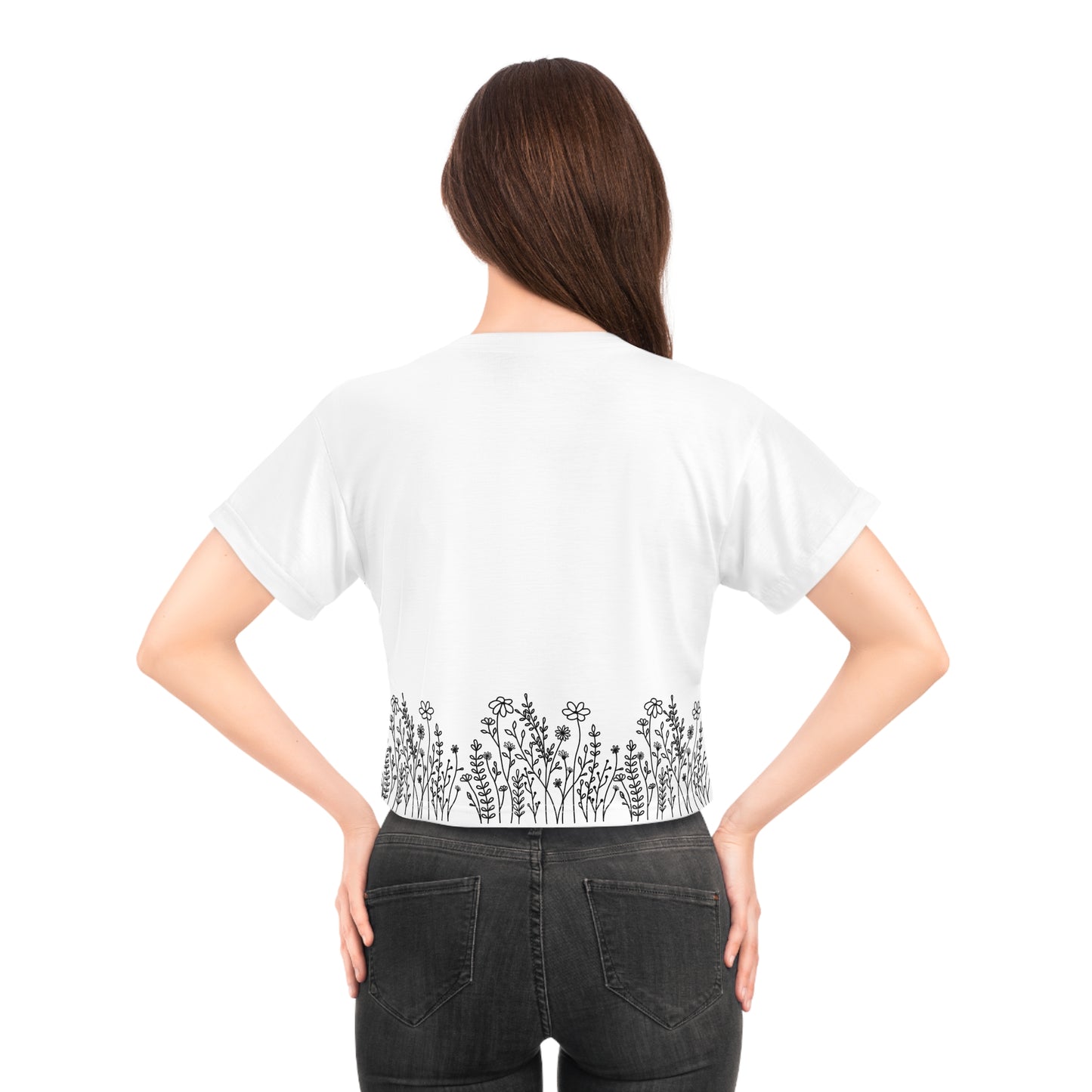 ‘B&W Wildflowers’ Crop Top (AOP)