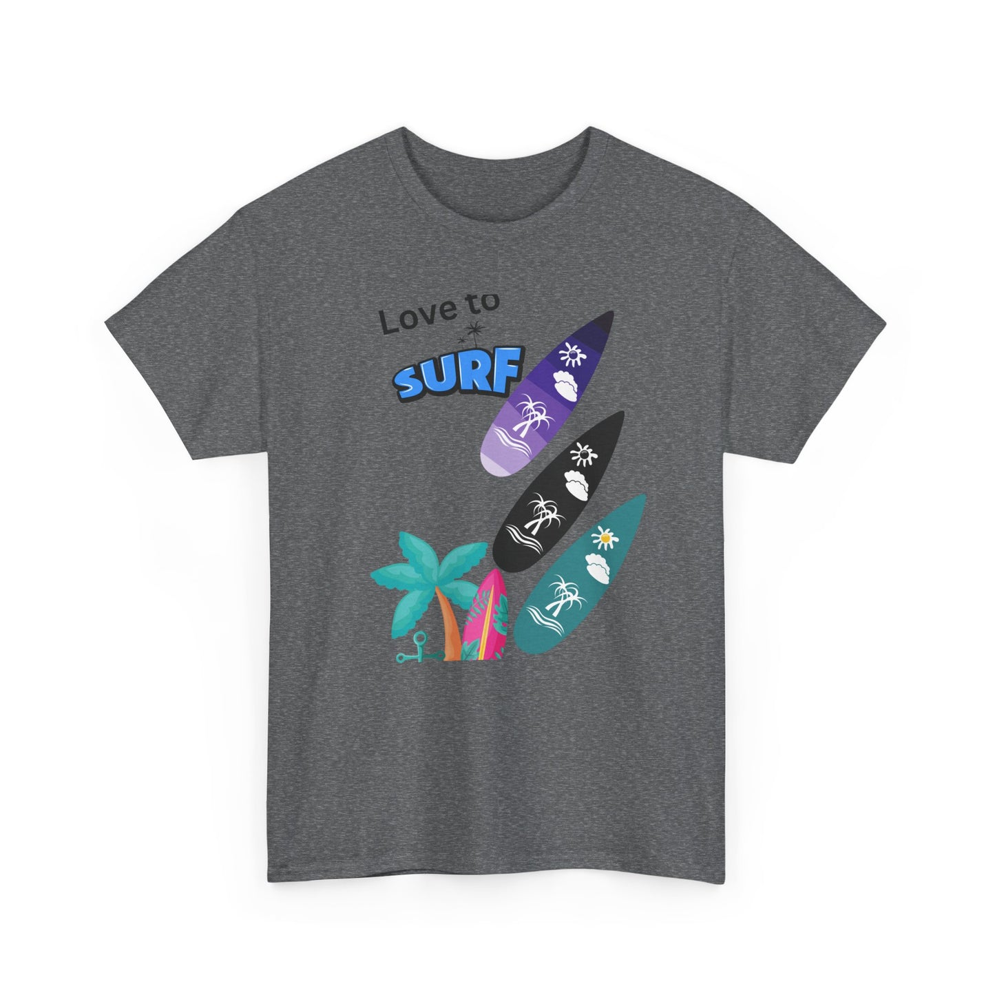 Surf Lover Unisex Heavy Cotton Tee, Beach T-Shirt, Summer Apparel, Gift for Surfers, Casual Wear, Surfing Enthusiast Shirt