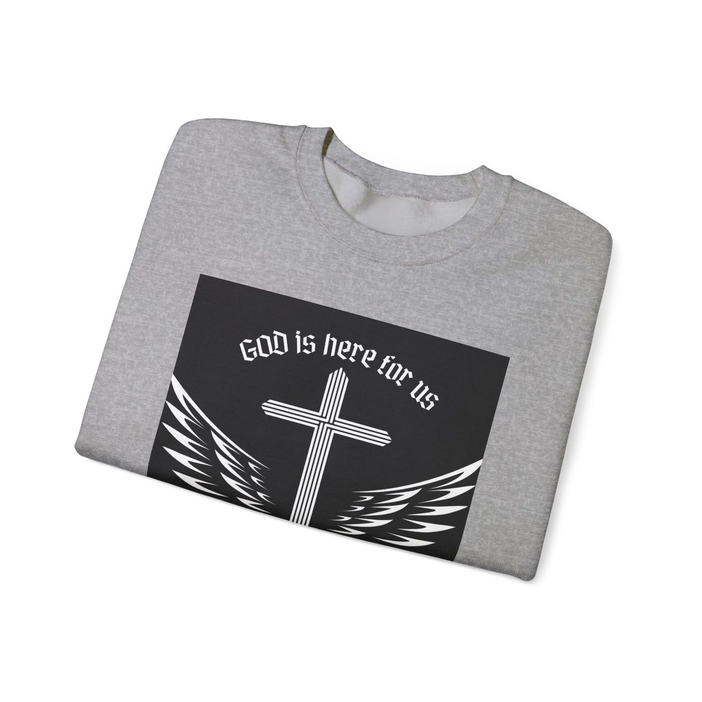 Faith-Inspired Unisex Crewneck Sweatshirt - 'God is Here for Us'