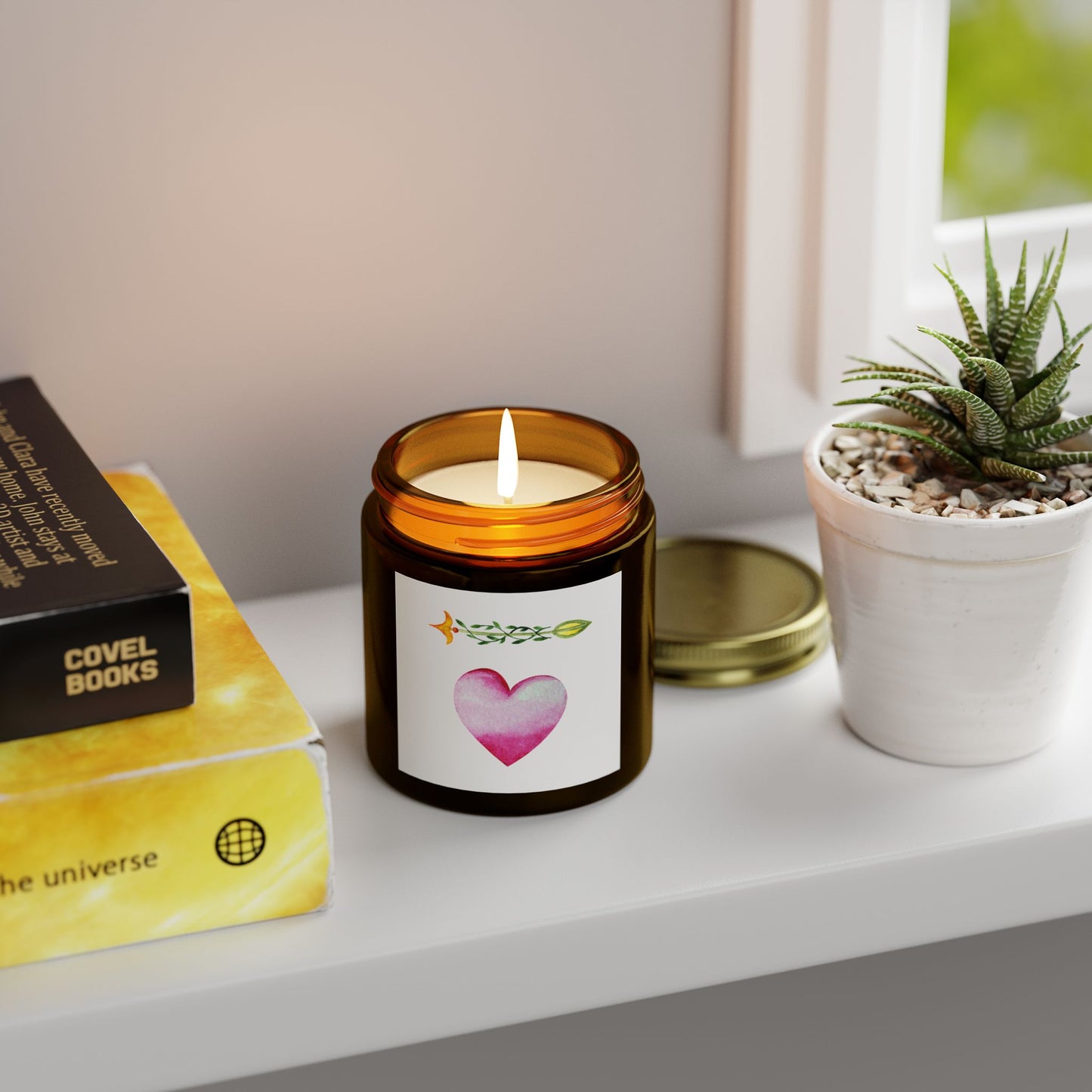 ‘Heart and Arrow’ Scented Candles, Coconut Apricot Wax (4oz, 9oz)