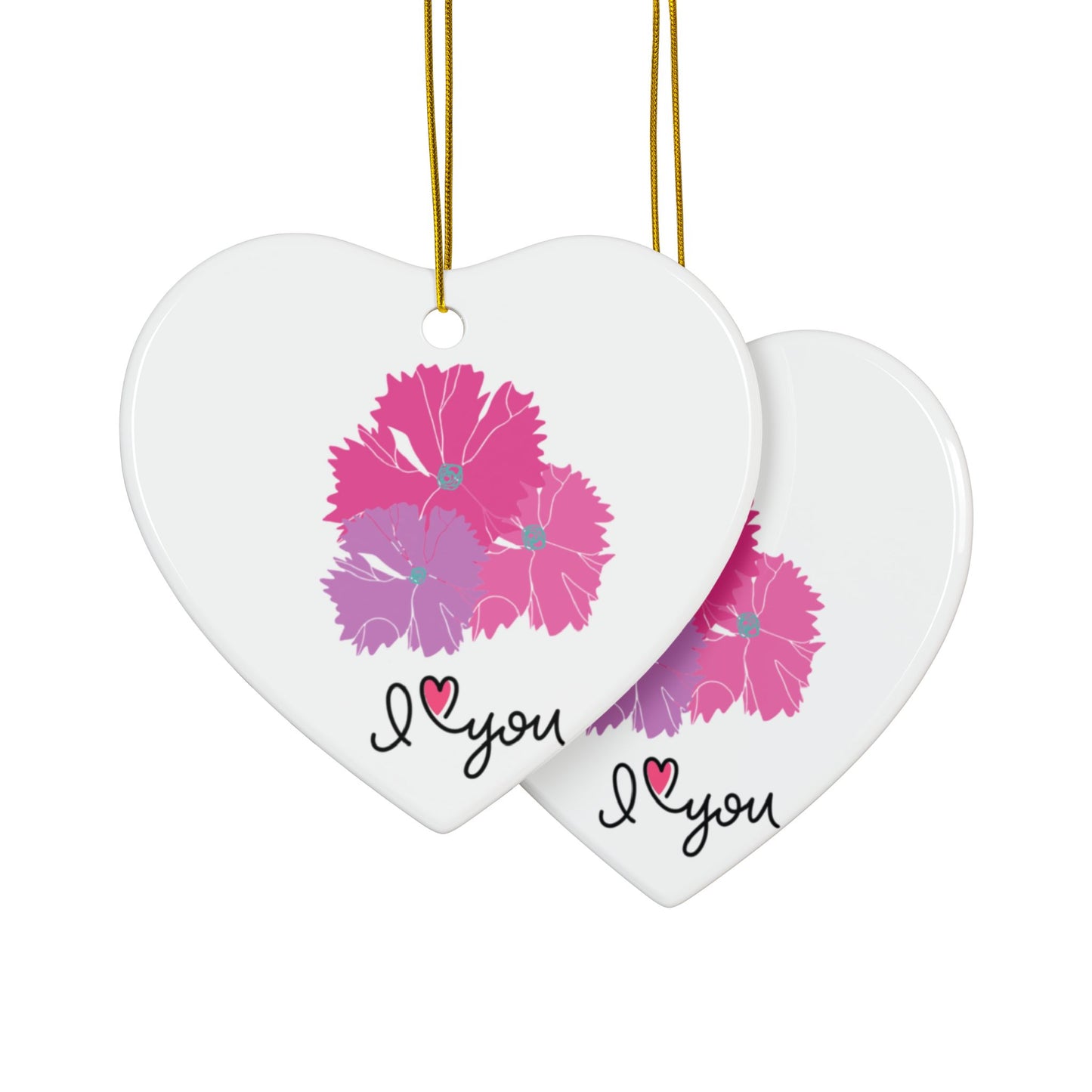 ‘I Love You’ Ceramic Ornaments, 2-Side Print, (1pc, 3pcs, 5pcs, 10pcs)