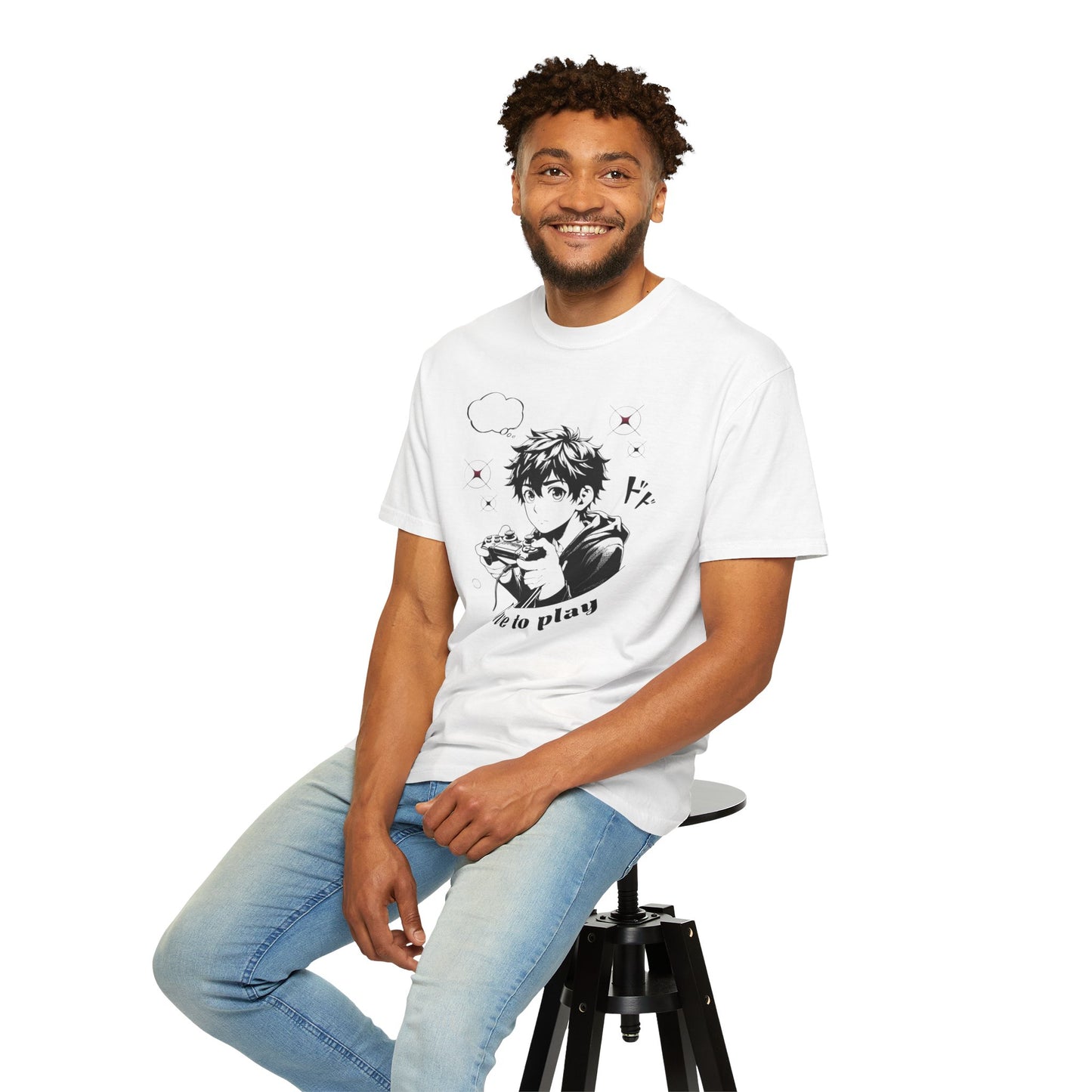 Anime 'Live to Play' Unisex Garment-Dyed T-Shirt