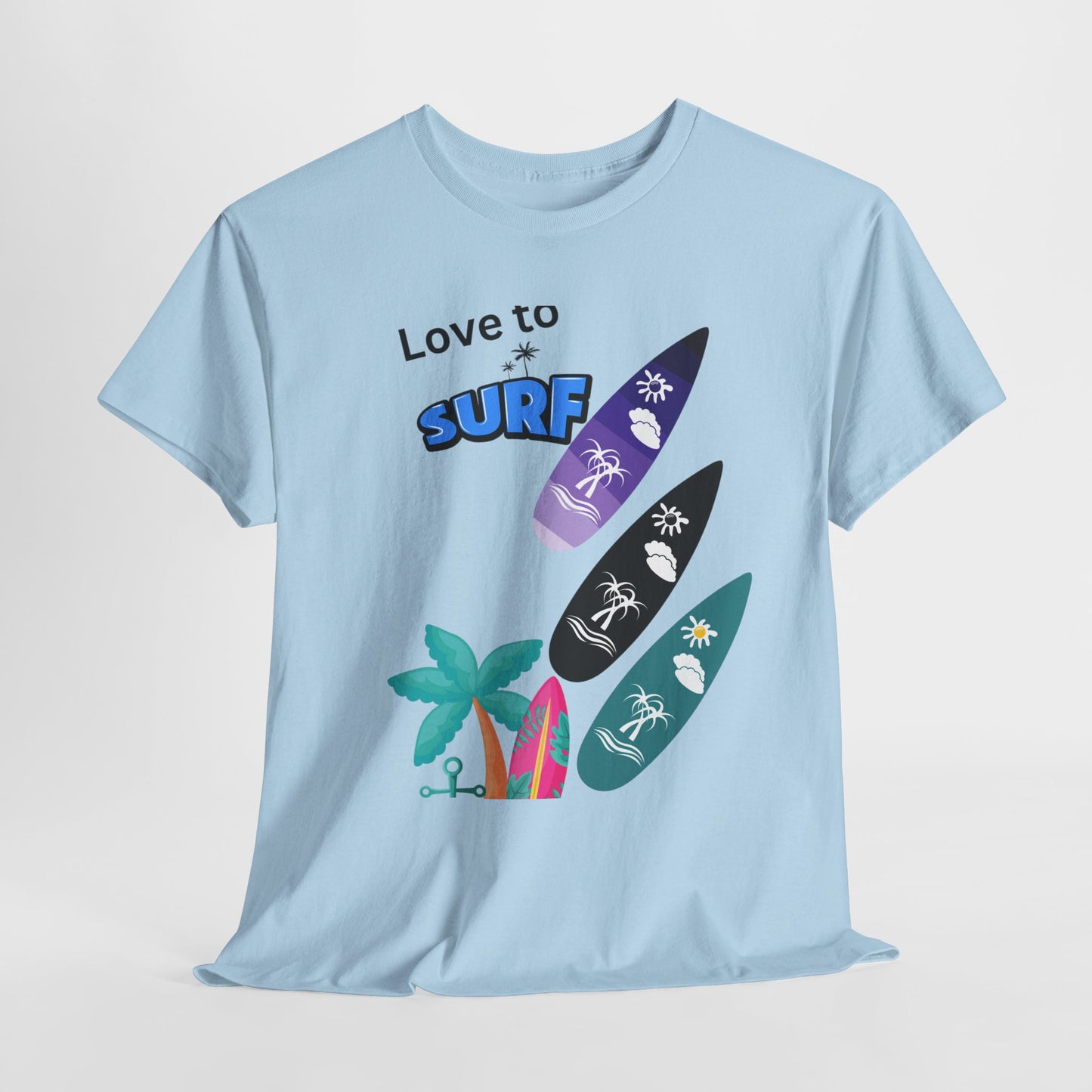 Surf Lover Unisex Heavy Cotton Tee, Beach T-Shirt, Summer Apparel, Gift for Surfers, Casual Wear, Surfing Enthusiast Shirt