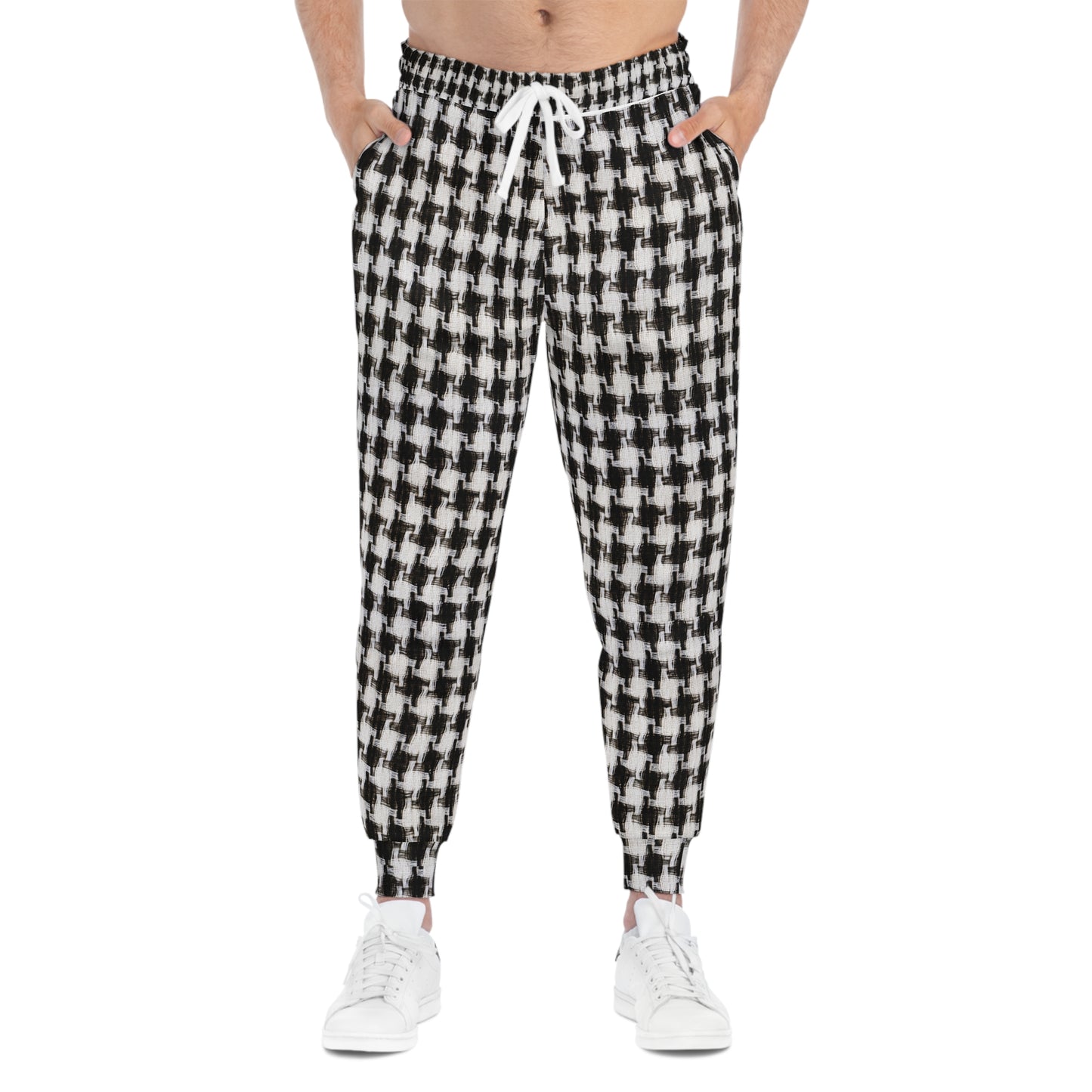 ‘BLACK & WHITE Checkers’ Athletic Joggers (AOP)