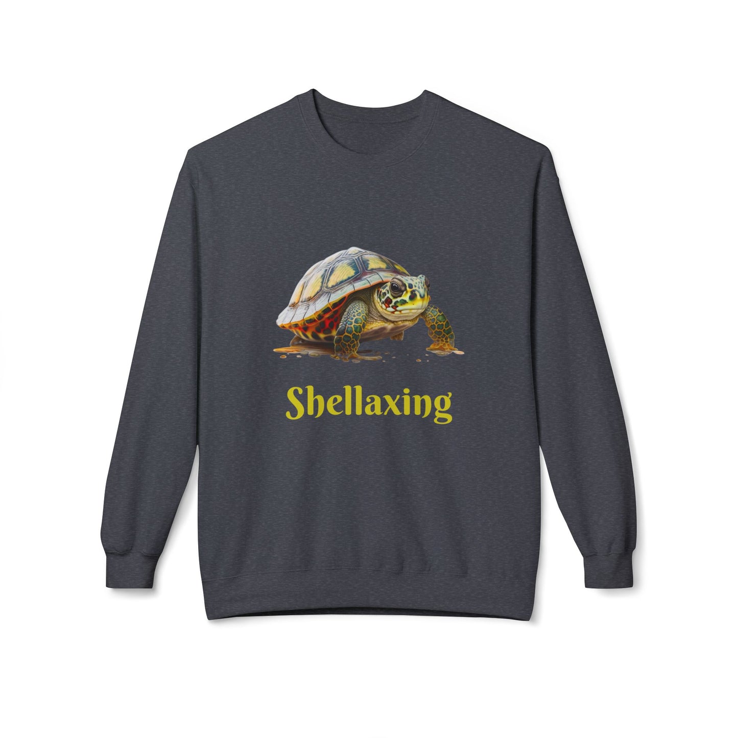 ‘Shellaxing’ Turtle’ Unisex Midweight Softstyle Fleece Crewneck Sweatshirt