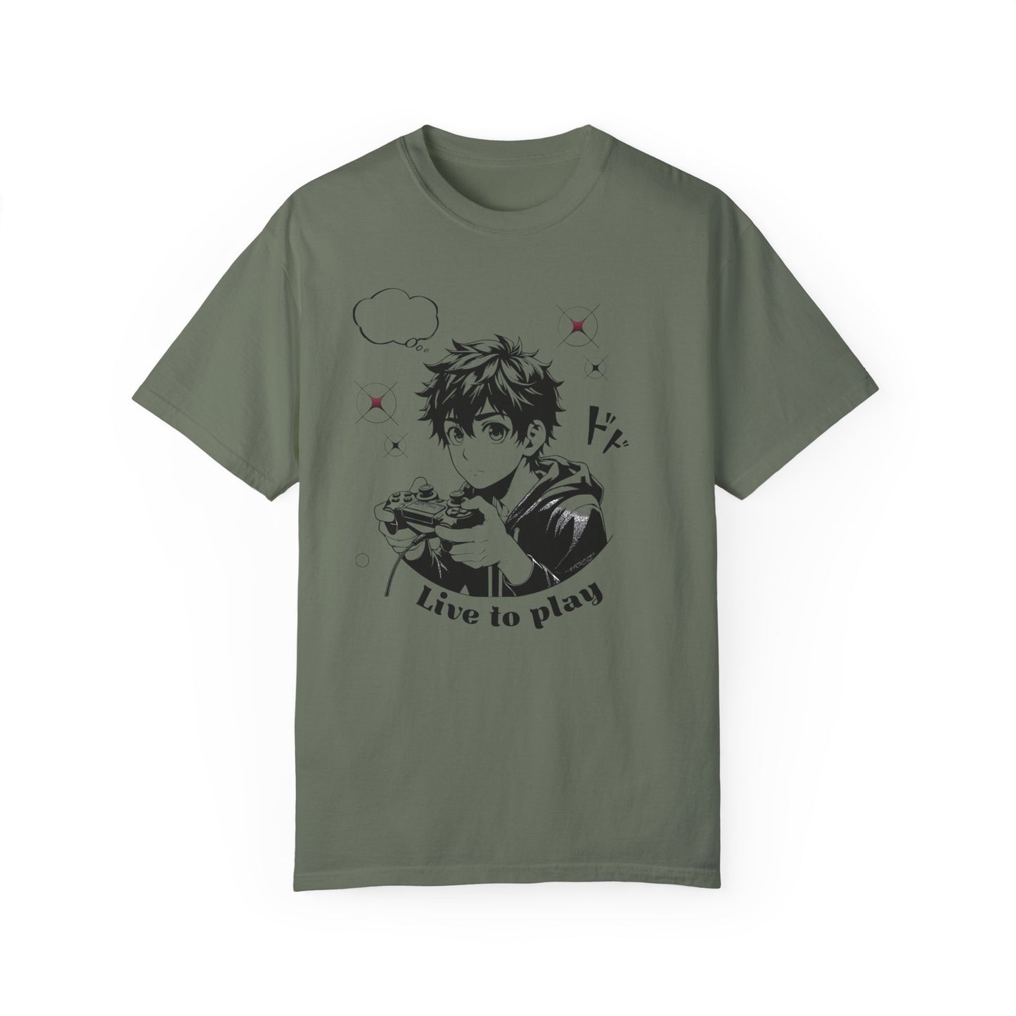 Anime 'Live to Play' Unisex Garment-Dyed T-Shirt