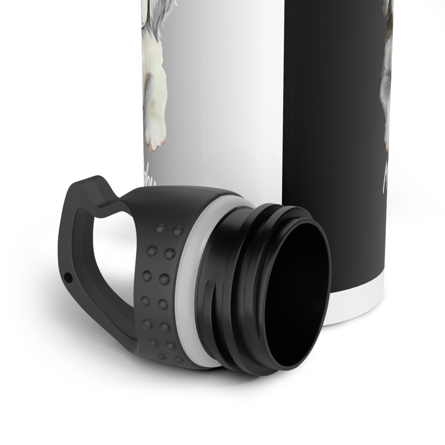 Custom Dog Lover Stainless Steel Water Bottle, Pet Owner Gift, Cute Puppy Design, Travel Mug, Personalized Water Bottle
