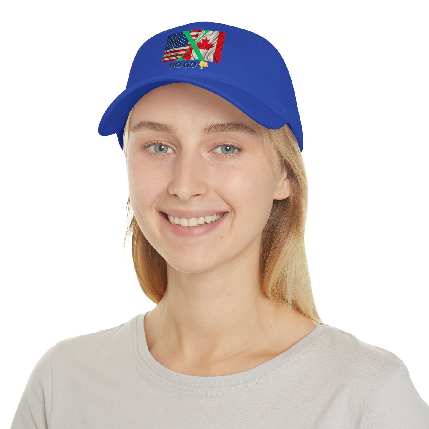 Custom 'No Go' Low Profile Baseball Cap with US and Canada Flags