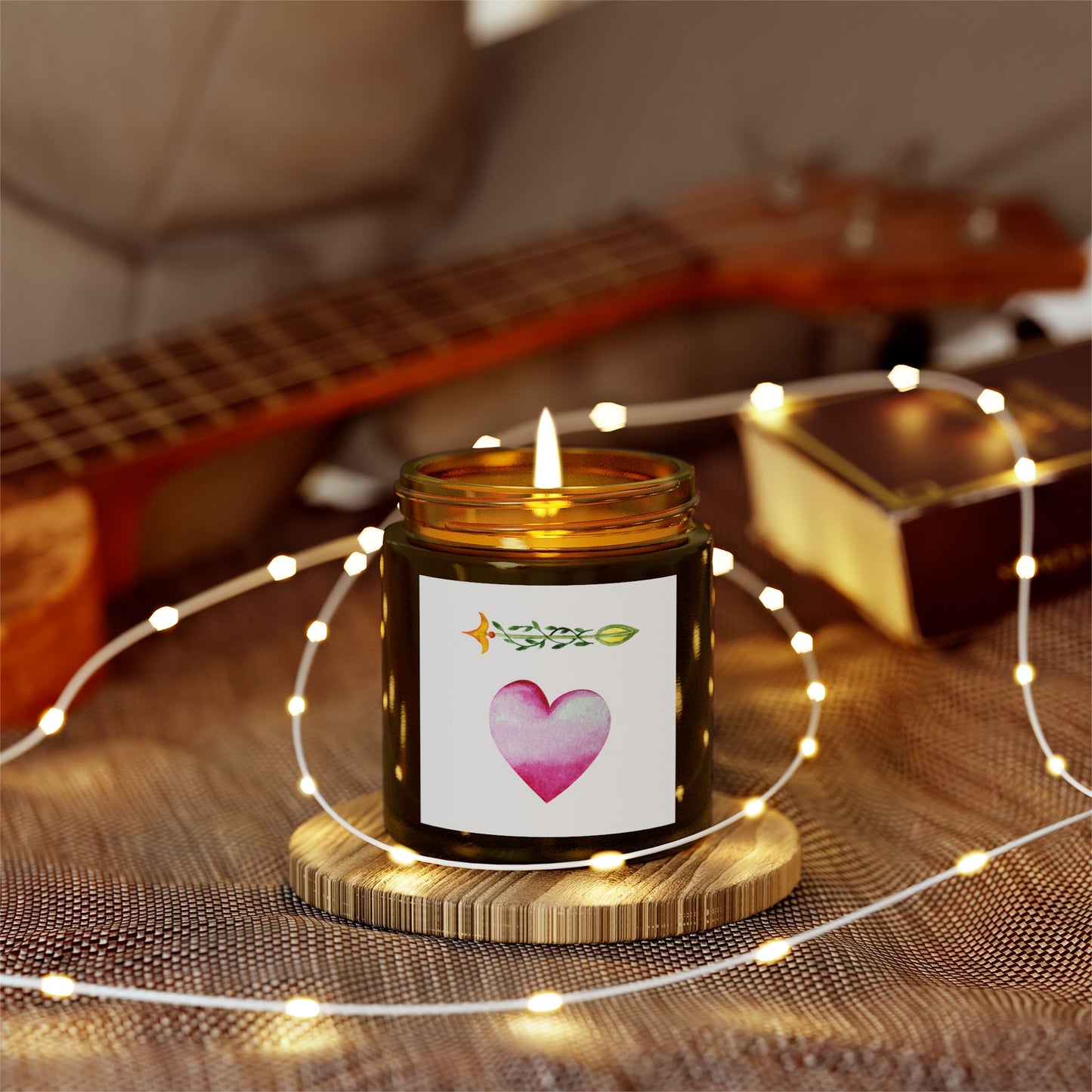 ‘Heart and Arrow’ Scented Candles, Coconut Apricot Wax (4oz, 9oz)