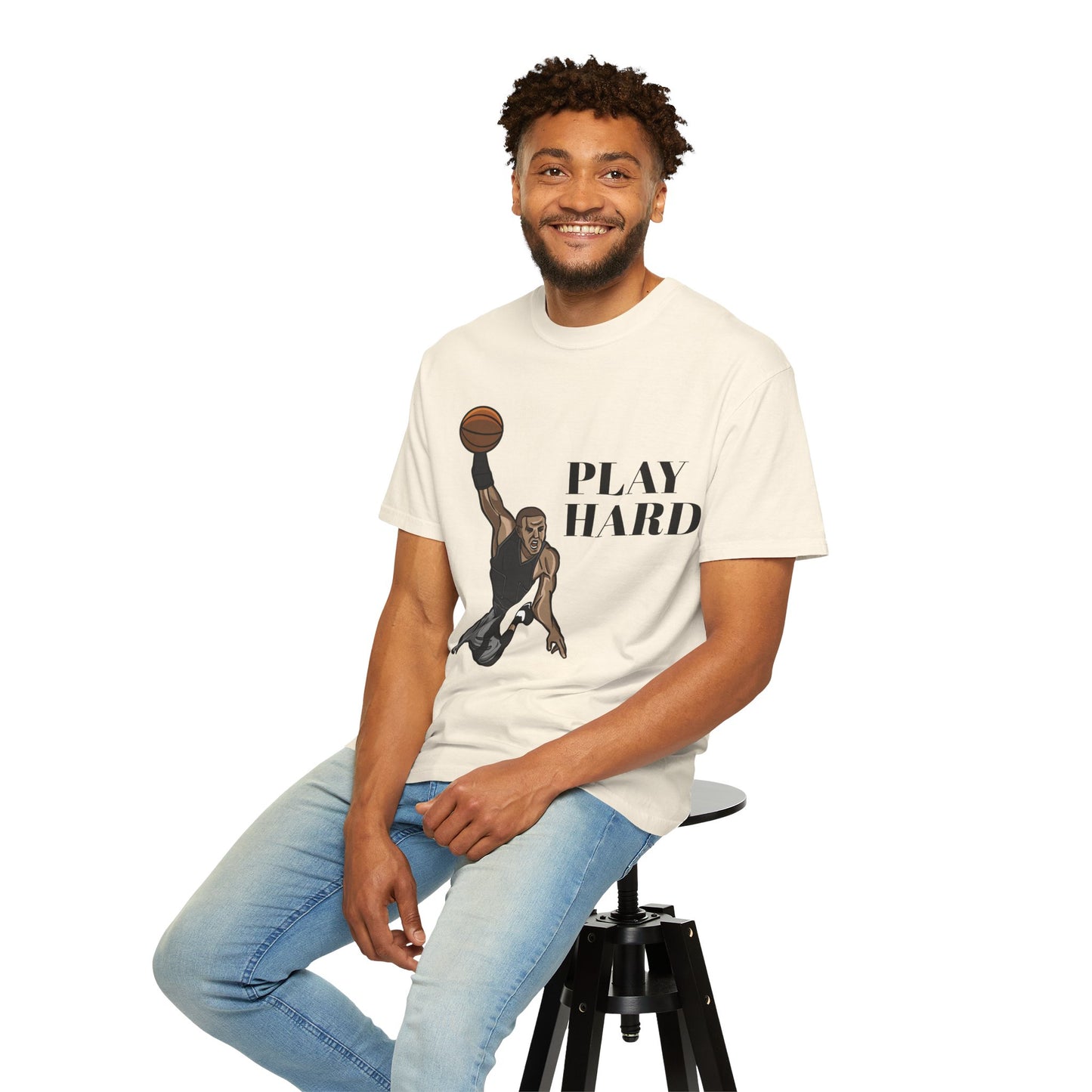‘PLAY HARD’ BASKETBALL Unisex Garment-Dyed T-shirt