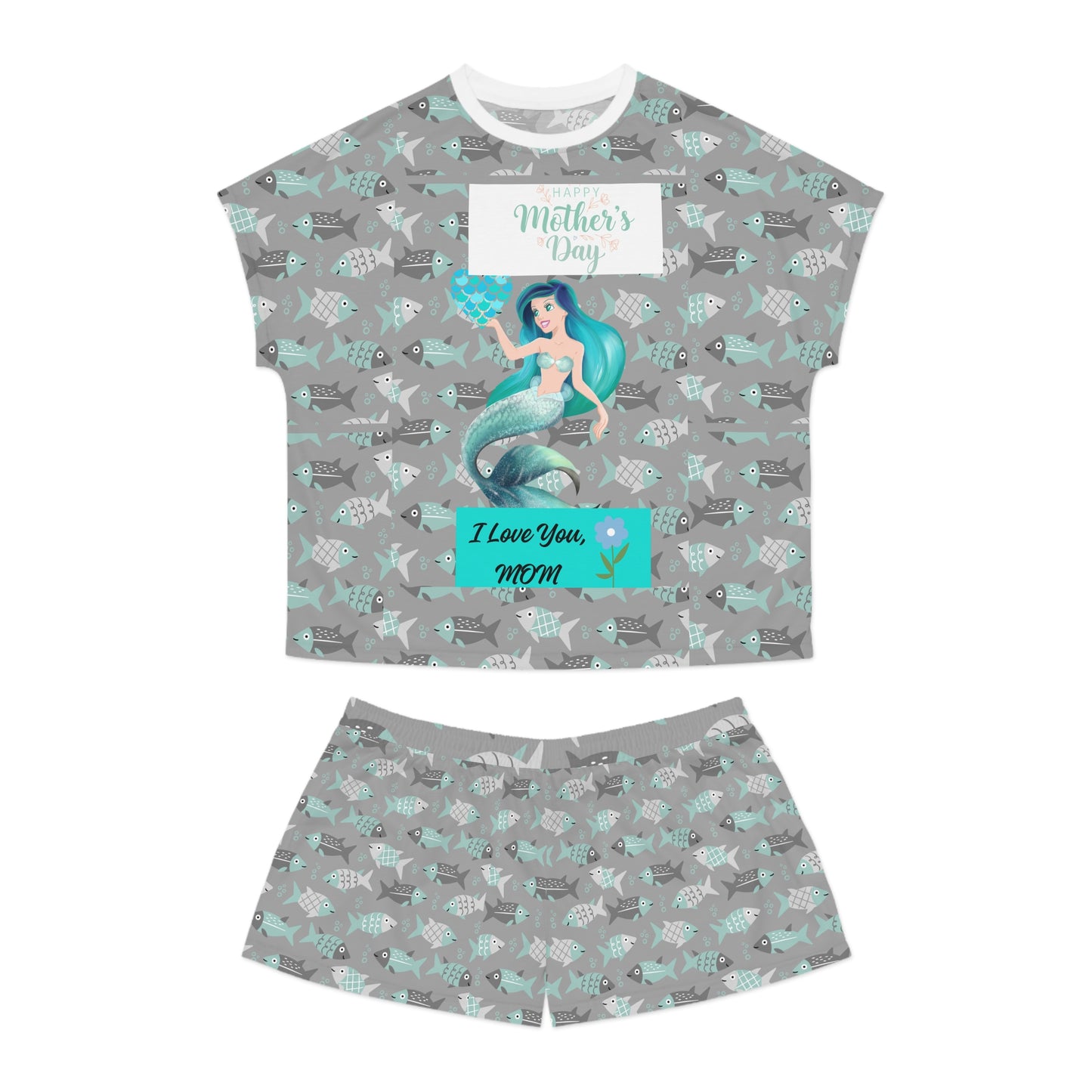 Mermaid Print Women's Pajama Set - Perfect for Mother's Day