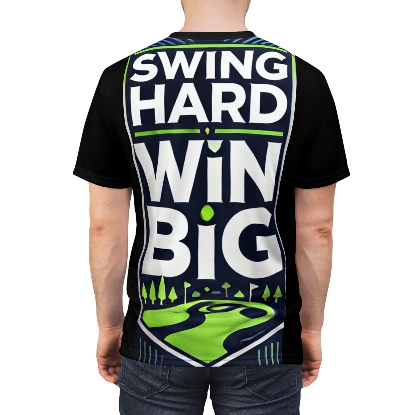 ‘Swing Hard’ Unisex Cut & Sew Tee (AOP)