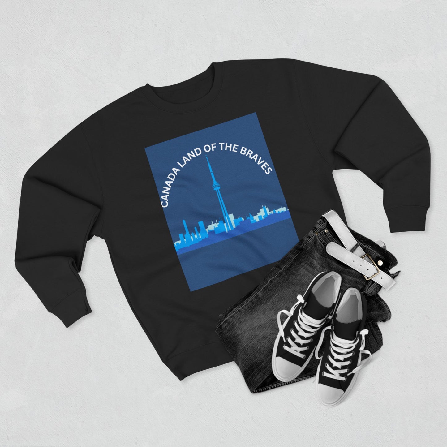 Canada Land of the Brave Unisex Crewneck Sweatshirt - Cozy Urban Style for All Occasions