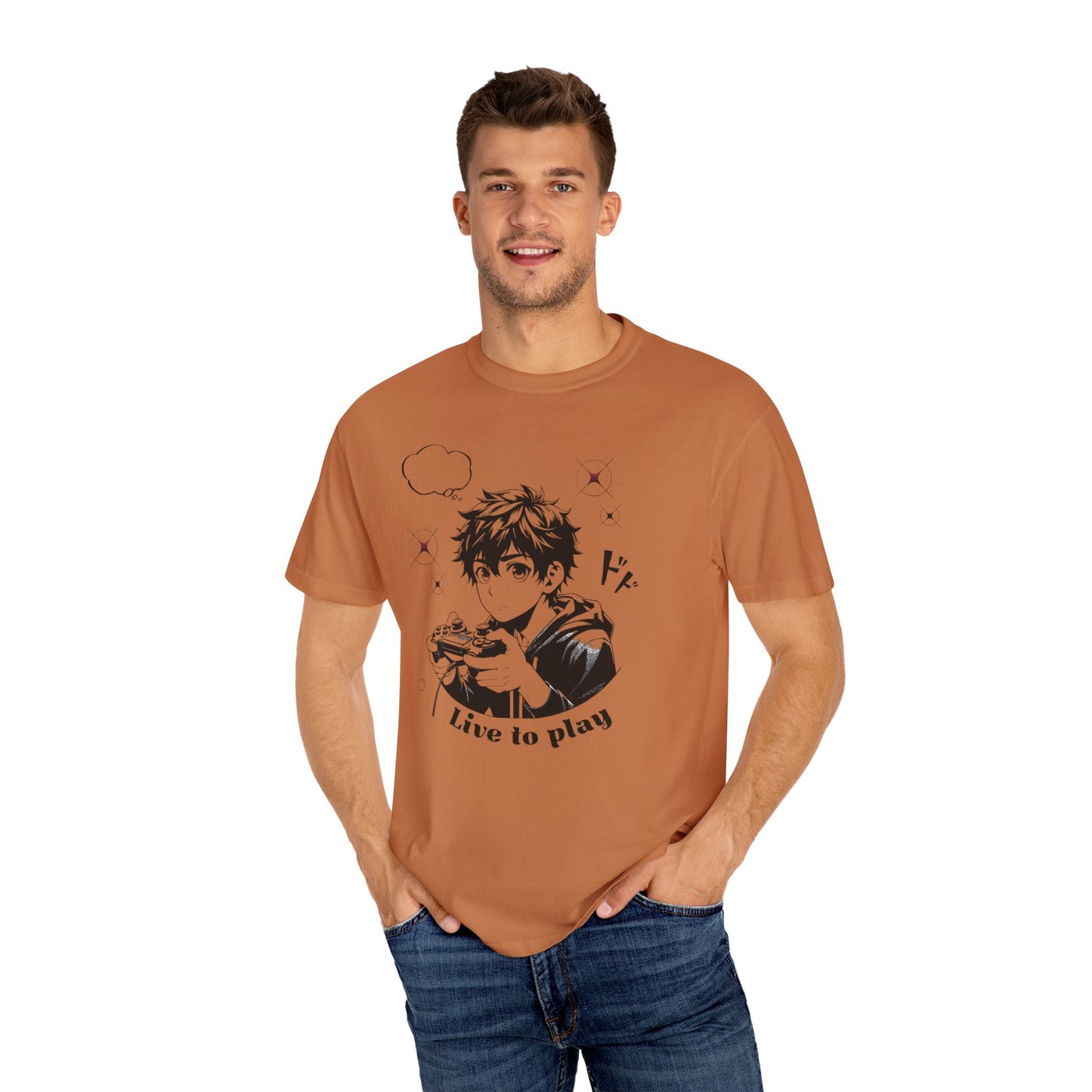 Anime 'Live to Play' Unisex Garment-Dyed T-Shirt