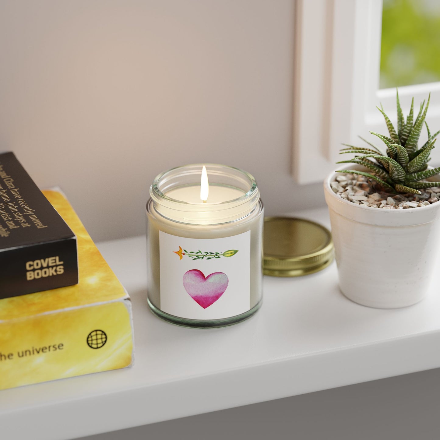 ‘Heart and Arrow’ Scented Candles, Coconut Apricot Wax (4oz, 9oz)