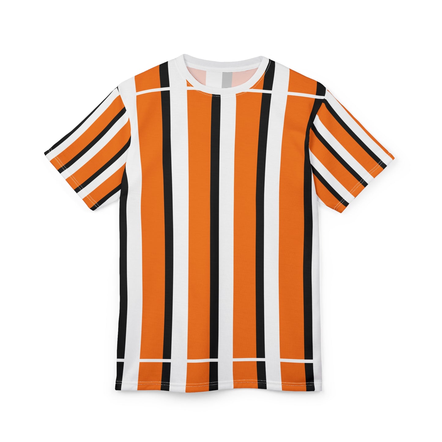 ‘Black & Orange Stripes’ Unisex Cut & Sew Tee (AOP)