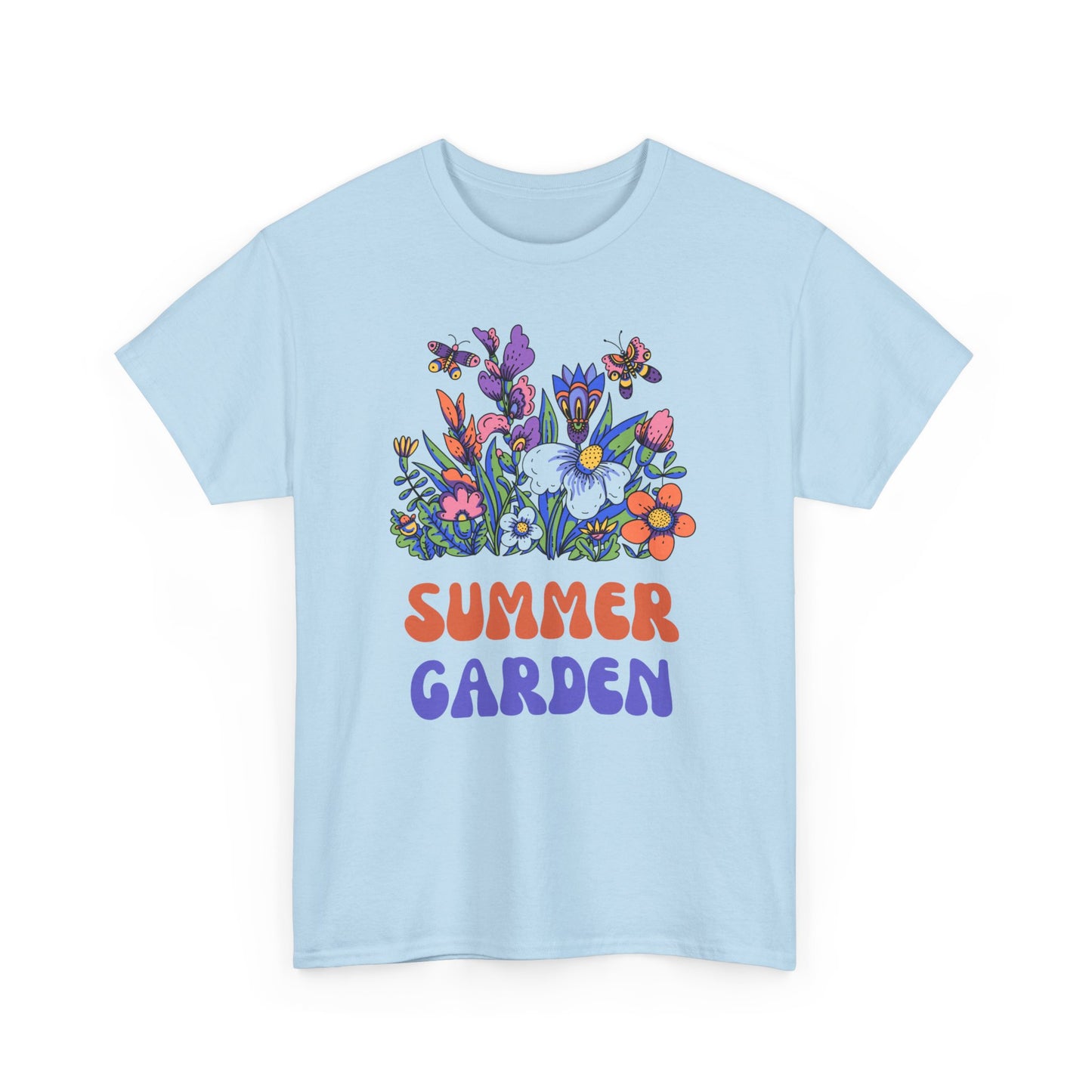 Vibrant Summer Garden Tee | Unisex Heavy Cotton T-Shirt, Floral Graphic Tee, Nature Lover Gift, Summer Fashion, Outdoor Vibes
