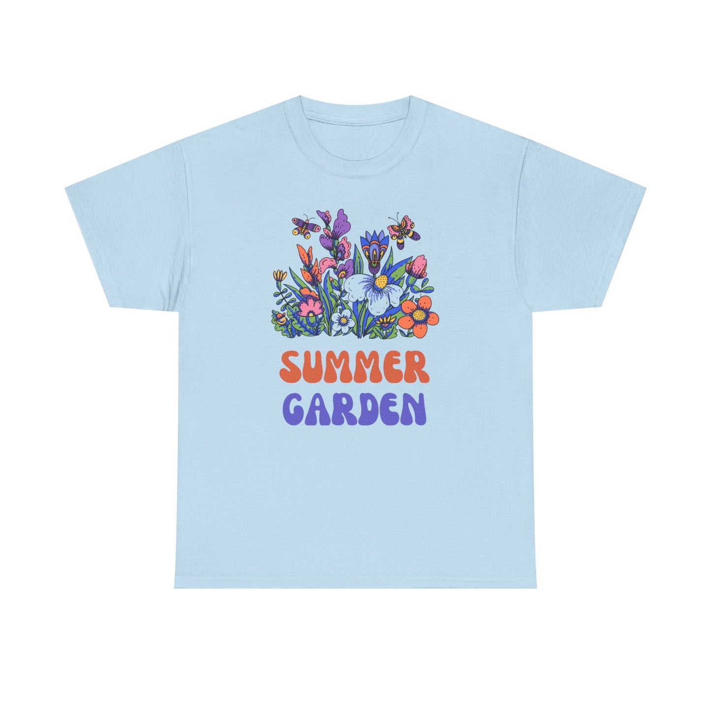 Vibrant Summer Garden Tee | Unisex Heavy Cotton T-Shirt, Floral Graphic Tee, Nature Lover Gift, Summer Fashion, Outdoor Vibes