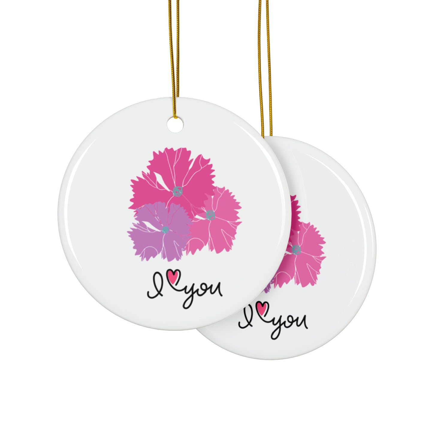 ‘I Love You’ Ceramic Ornaments, 2-Side Print, (1pc, 3pcs, 5pcs, 10pcs)