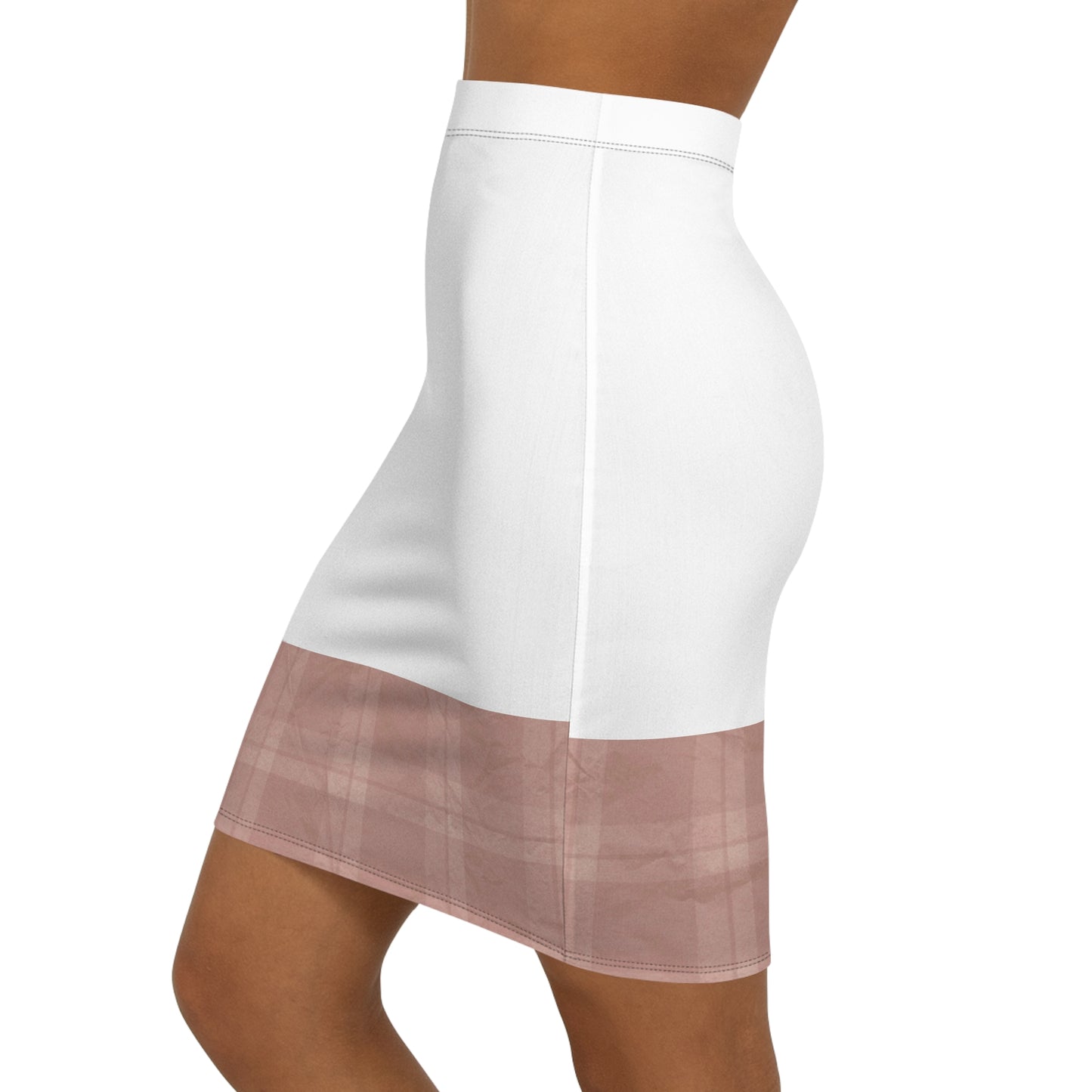 ‘LIGHT BROWN’ ACCENT Women's Mid-Waist Pencil Skirt (AOP)